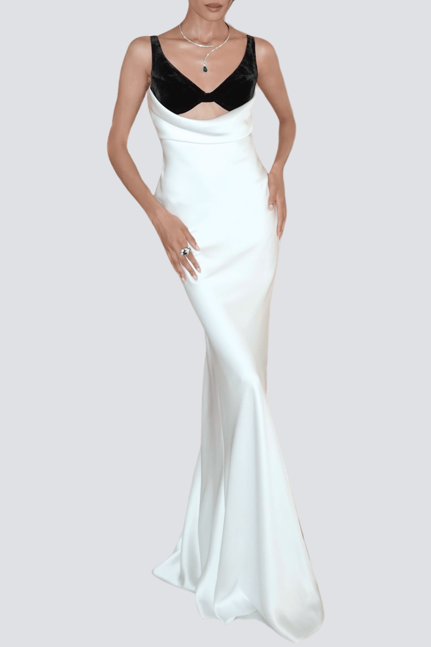 AlfredoSatinCutoutVelvetMaxiDress-White_1 ALFREDO WHITE VELVET CUTOUT MAXI DRESS