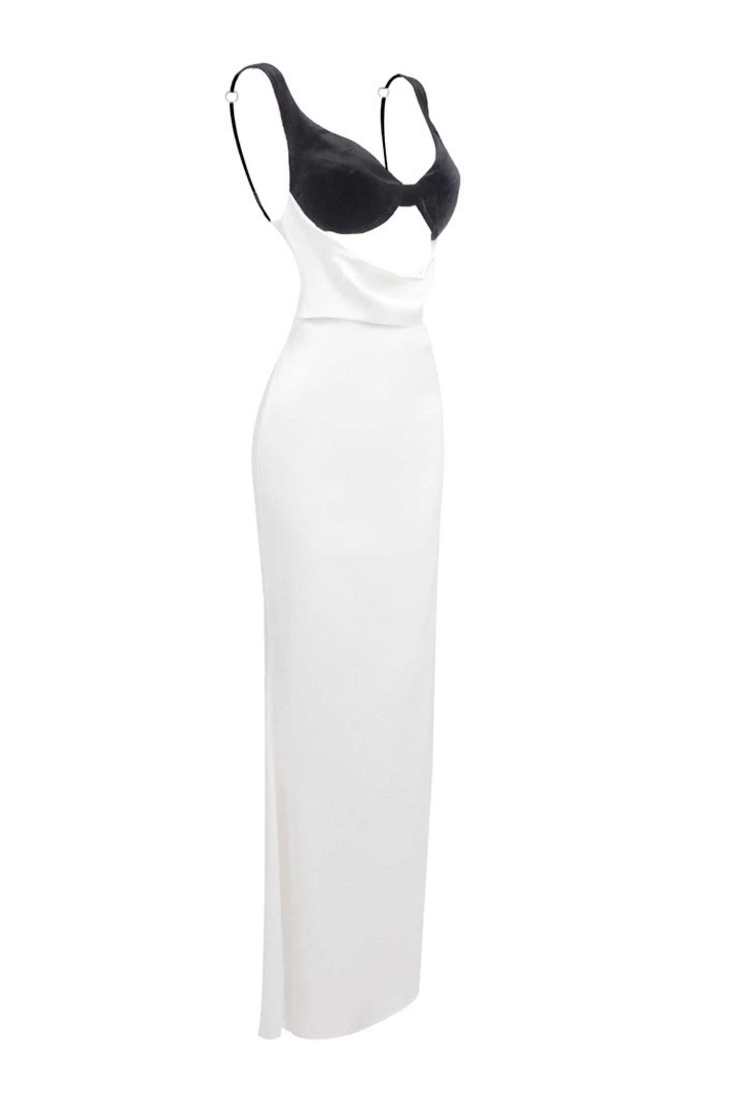 ALFREDO WHITE VELVET CUTOUT MAXI DRESS