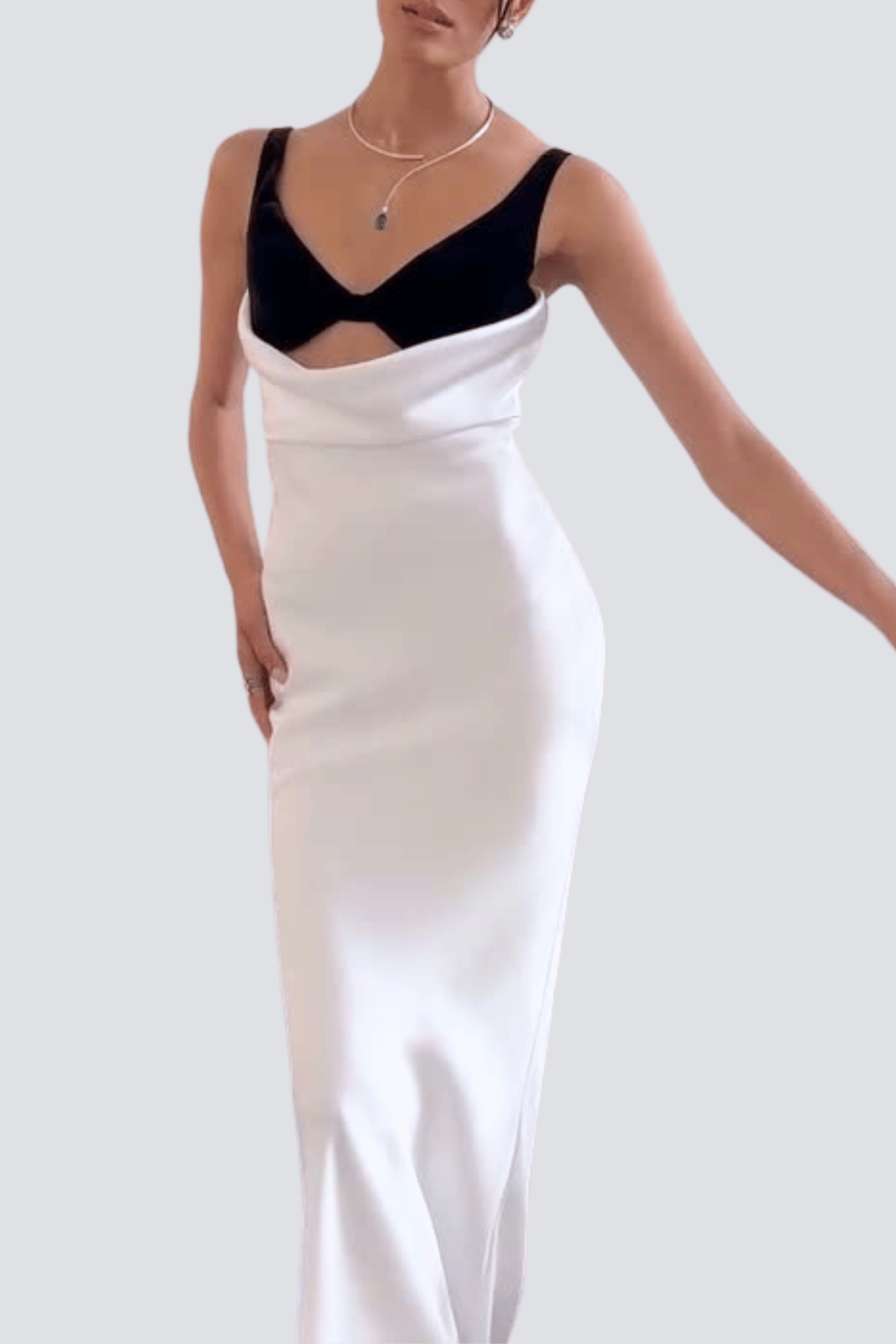 ALFREDO WHITE VELVET CUTOUT MAXI DRESS