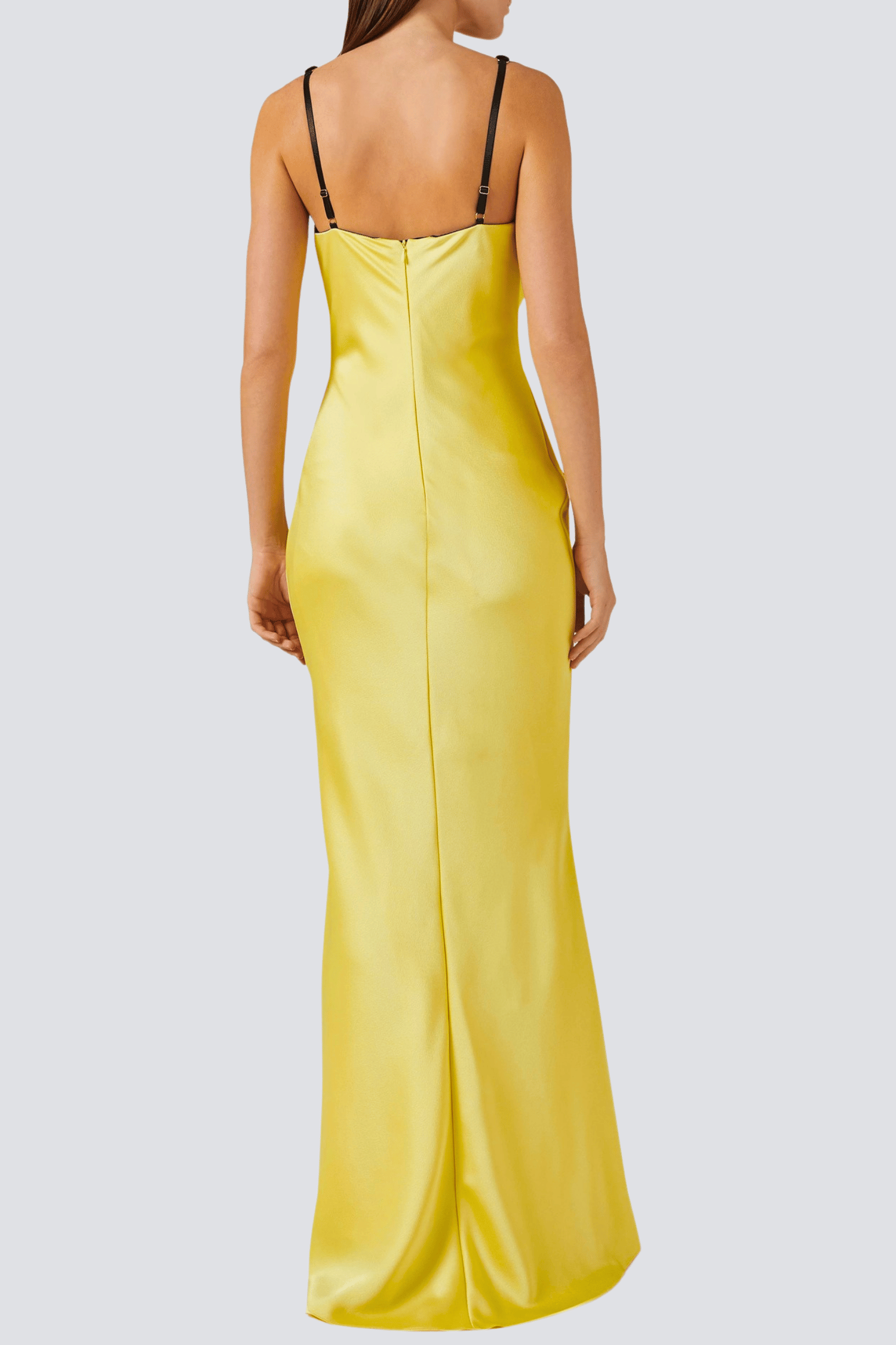 ALFREDO YELLOW VELVET SATIN CUTOUT MAXI DRESS