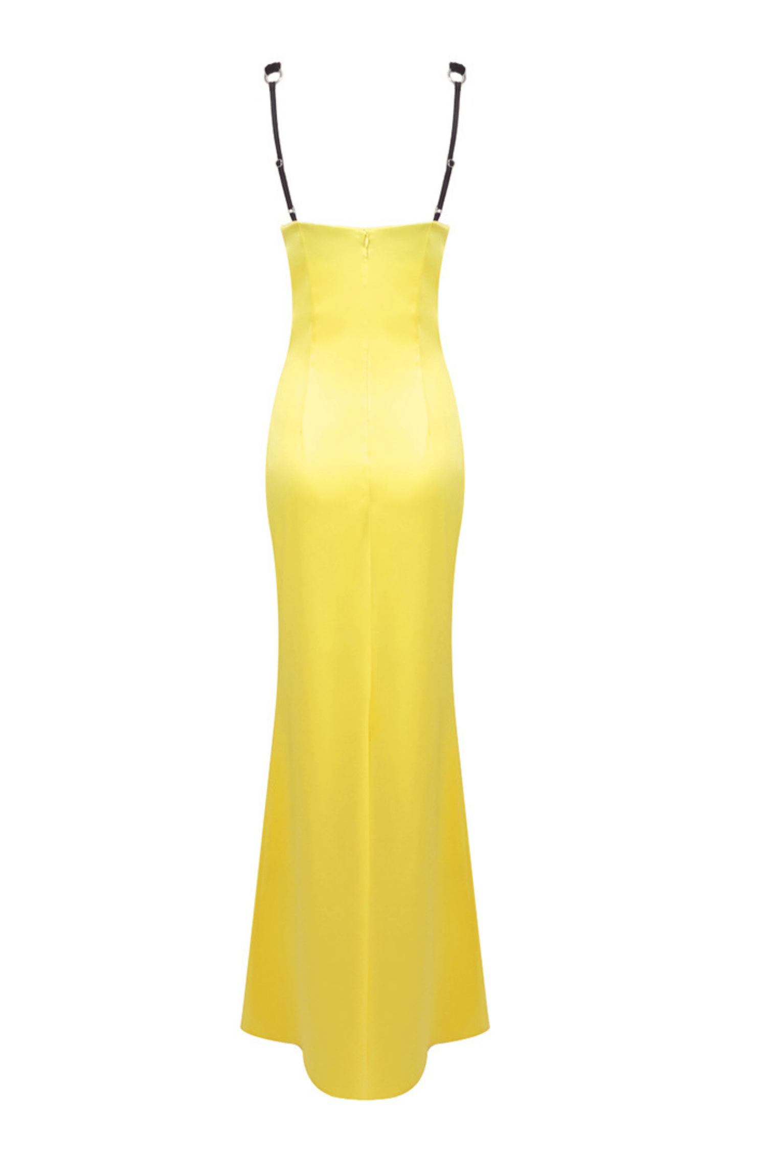 ALFREDO YELLOW VELVET SATIN CUTOUT MAXI DRESS