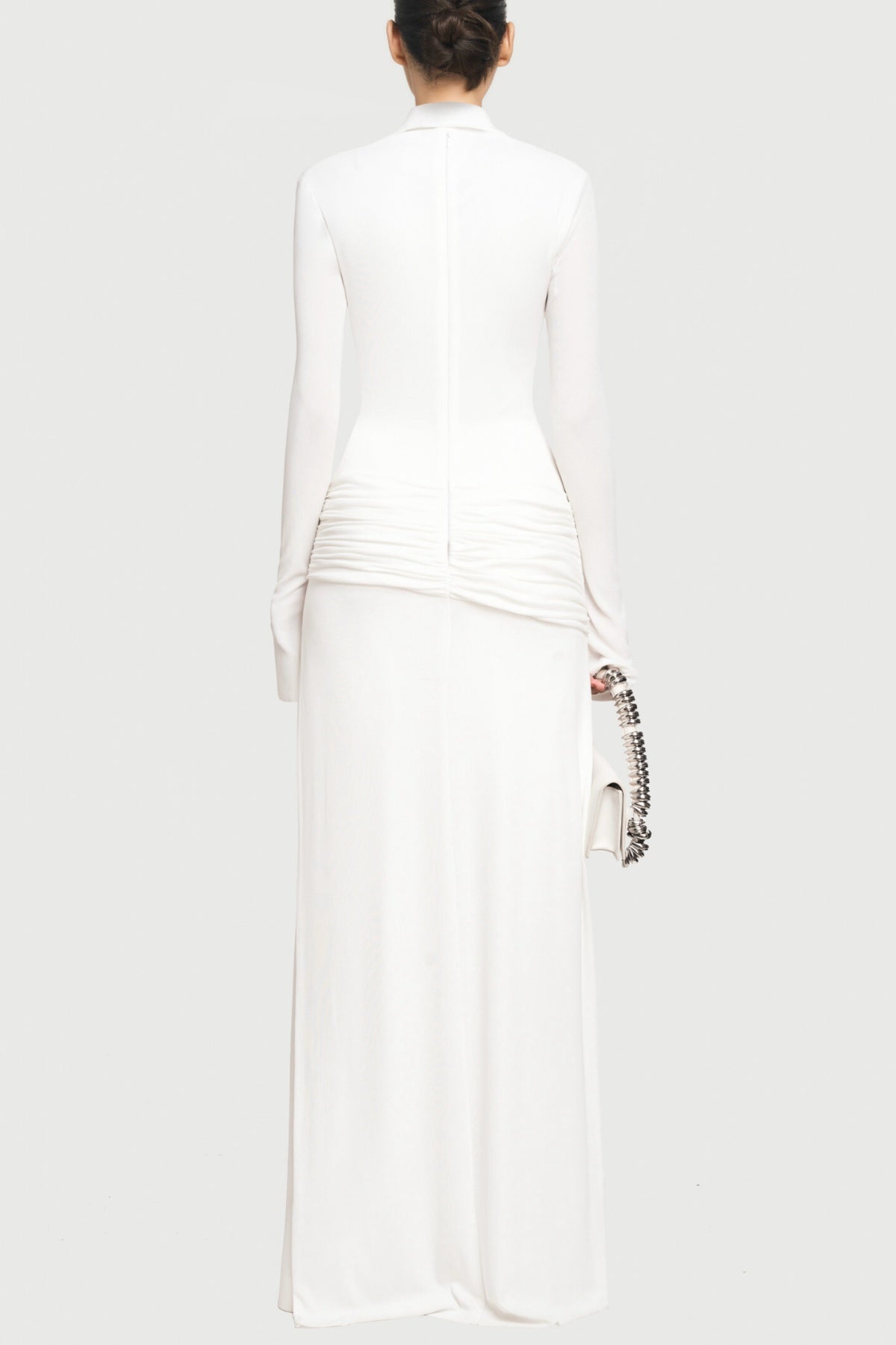 ALISTAIR WHITE DRAPED MAXI DRESS SHIRT COLLAR