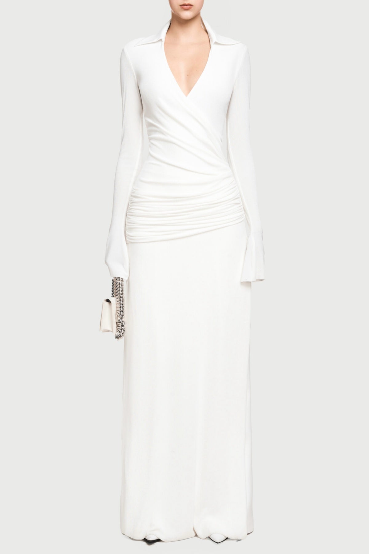 AlistairShirtCollarDrapedMaxiDress-White6 ALISTAIR WHITE DRAPED MAXI DRESS SHIRT COLLAR