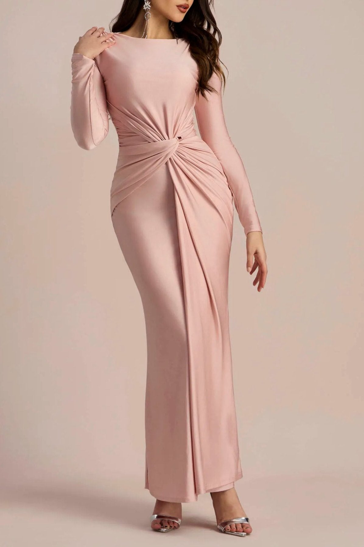 AmandaLongSleeveTwistFrontMaxiDress AMANDA TWIST FRONT MAXI DRESS, LONG SLEEVE, FORMAL