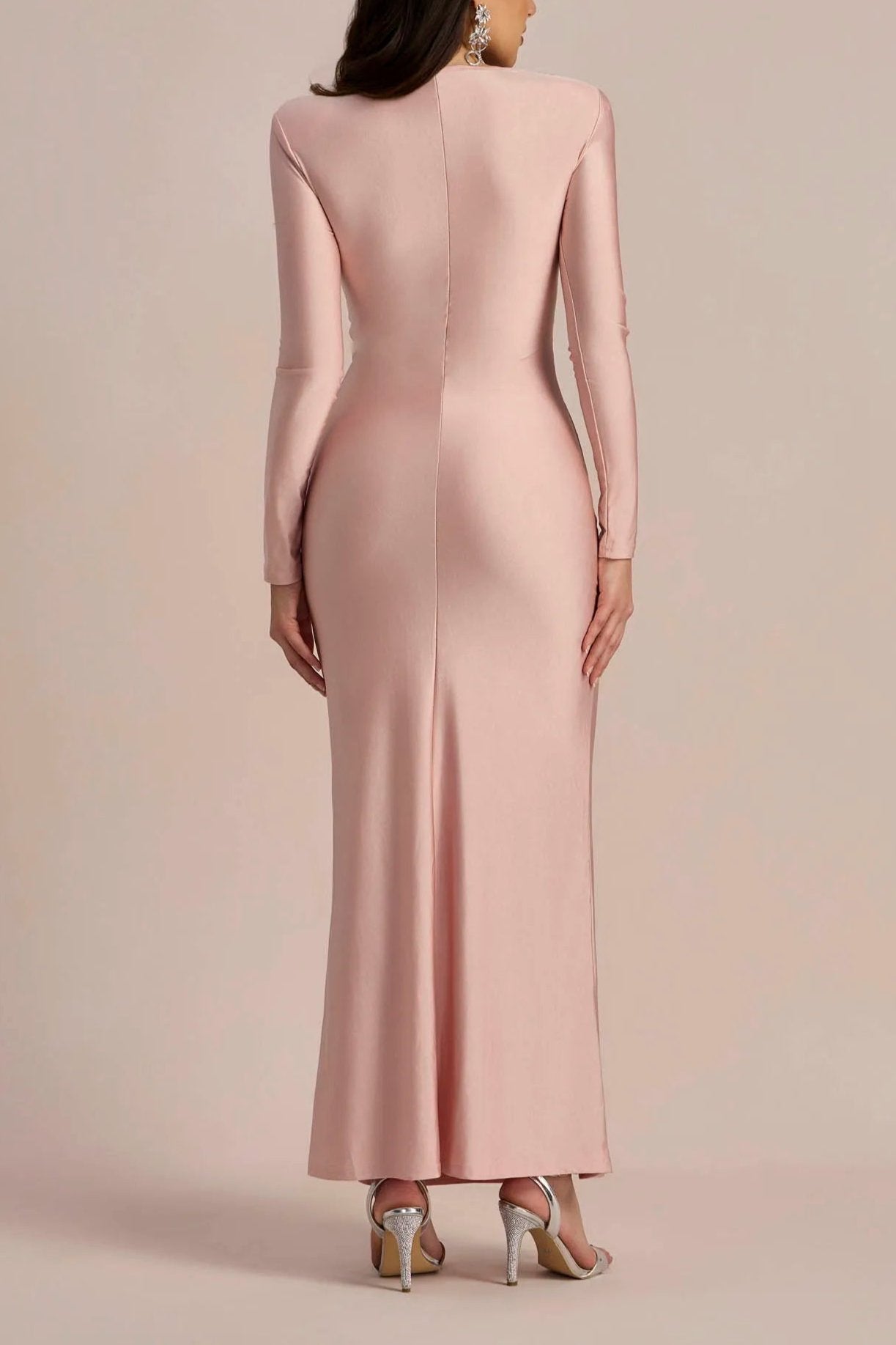 AMANDA TWIST FRONT MAXI DRESS, LONG SLEEVE, FORMAL