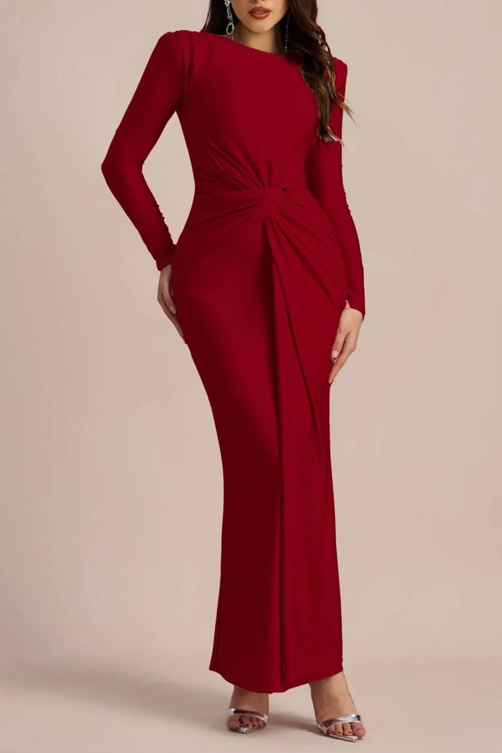 AmandaLongSleeveTwistFrontMaxiDress_7 AMANDA LONG SLEEVE TWIST FRONT MAXI DRESS - ELEGANT