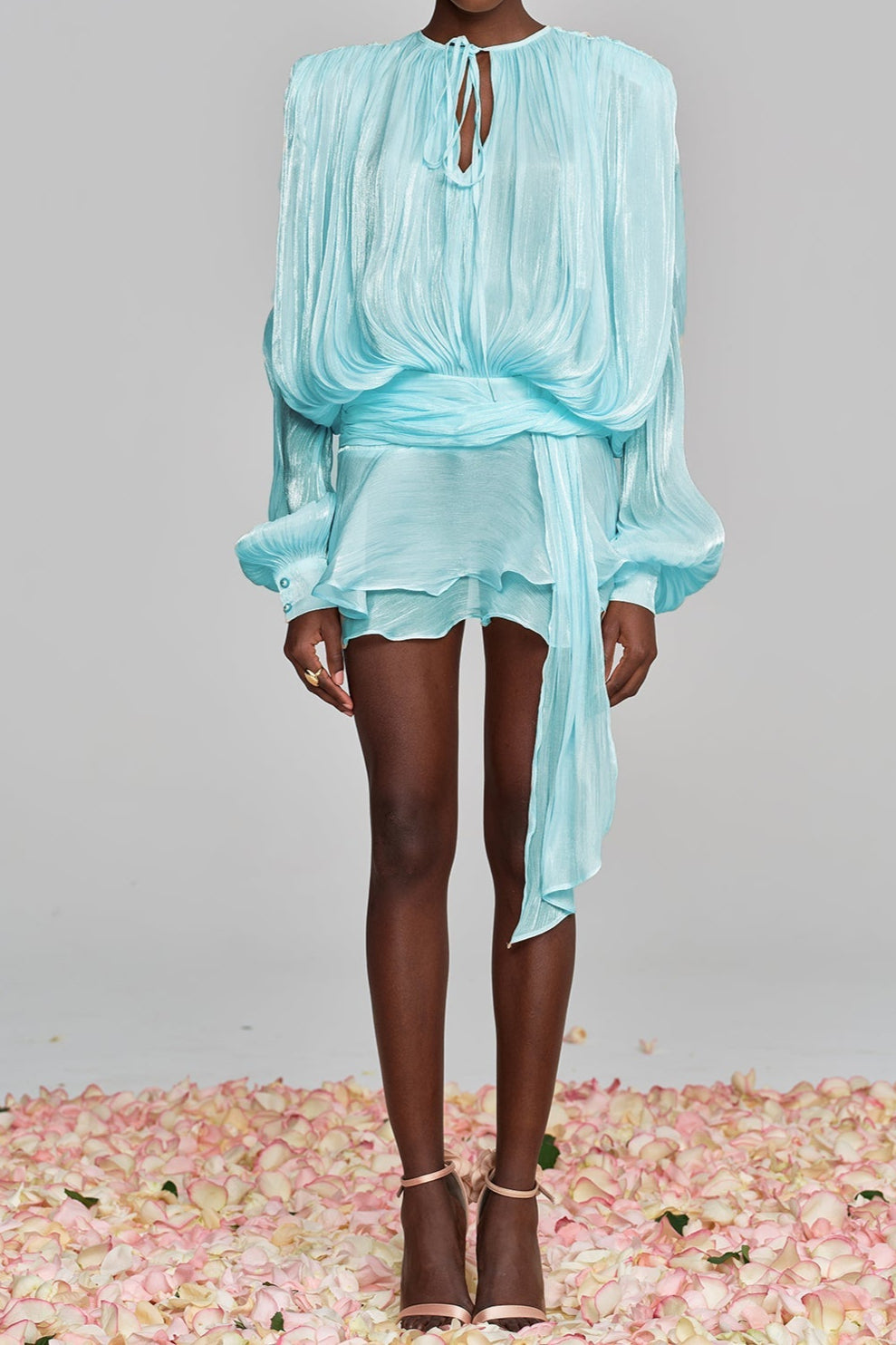 AminahBalloonSleeveRuchRuffleMiniDressInBabyBlue_1 HERMOSA BALLOON SLEEVE RUCHED MINI DRESS IN BABY BLUE