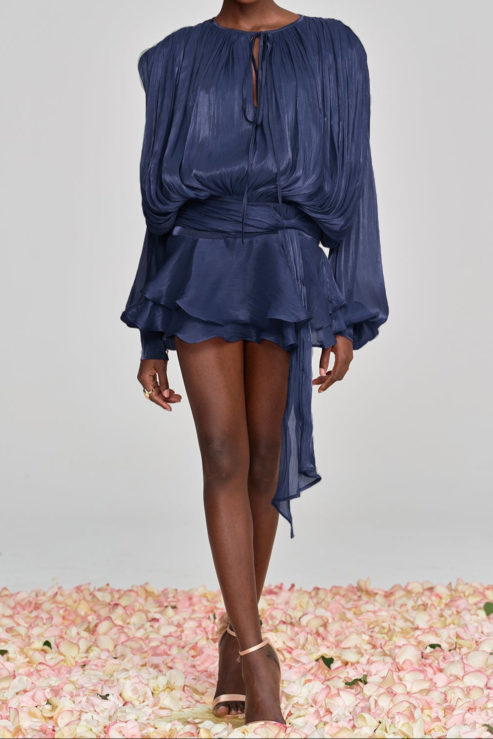 AminahBalloonSleeveRuchRuffleMiniDressInDeepBlue_6 BALLOON SLEEVE RUCHED MINI DRESS IN DEEP BLUE