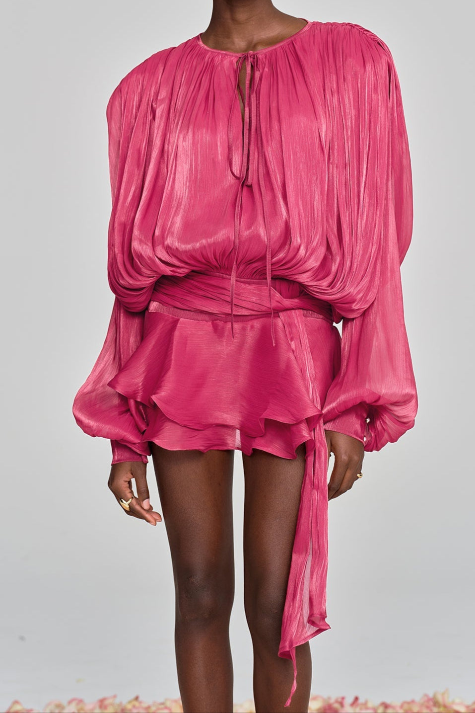 HERMOSA BALLOON SLEEVE RUFFLE MINI DRESS FOR PARTY
