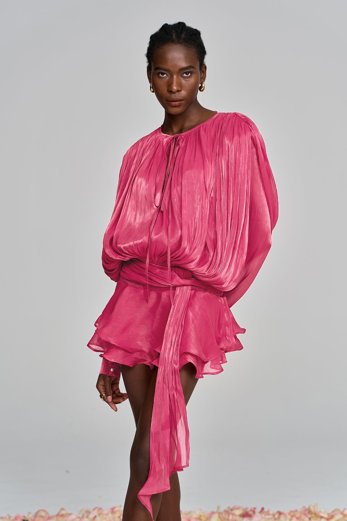 HERMOSA BALLOON SLEEVE RUFFLE MINI DRESS FOR PARTY