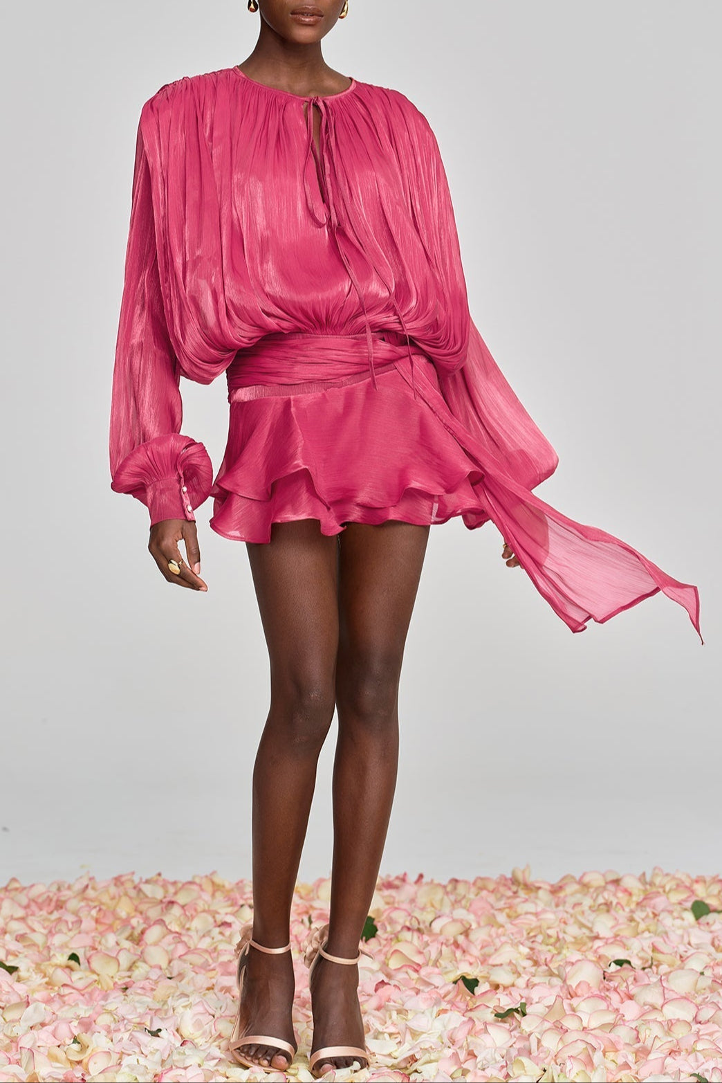 AminahBalloonSleeveRuchRuffleMiniDressInRoseRed_5 HERMOSA BALLOON SLEEVE RUFFLE MINI DRESS FOR PARTY