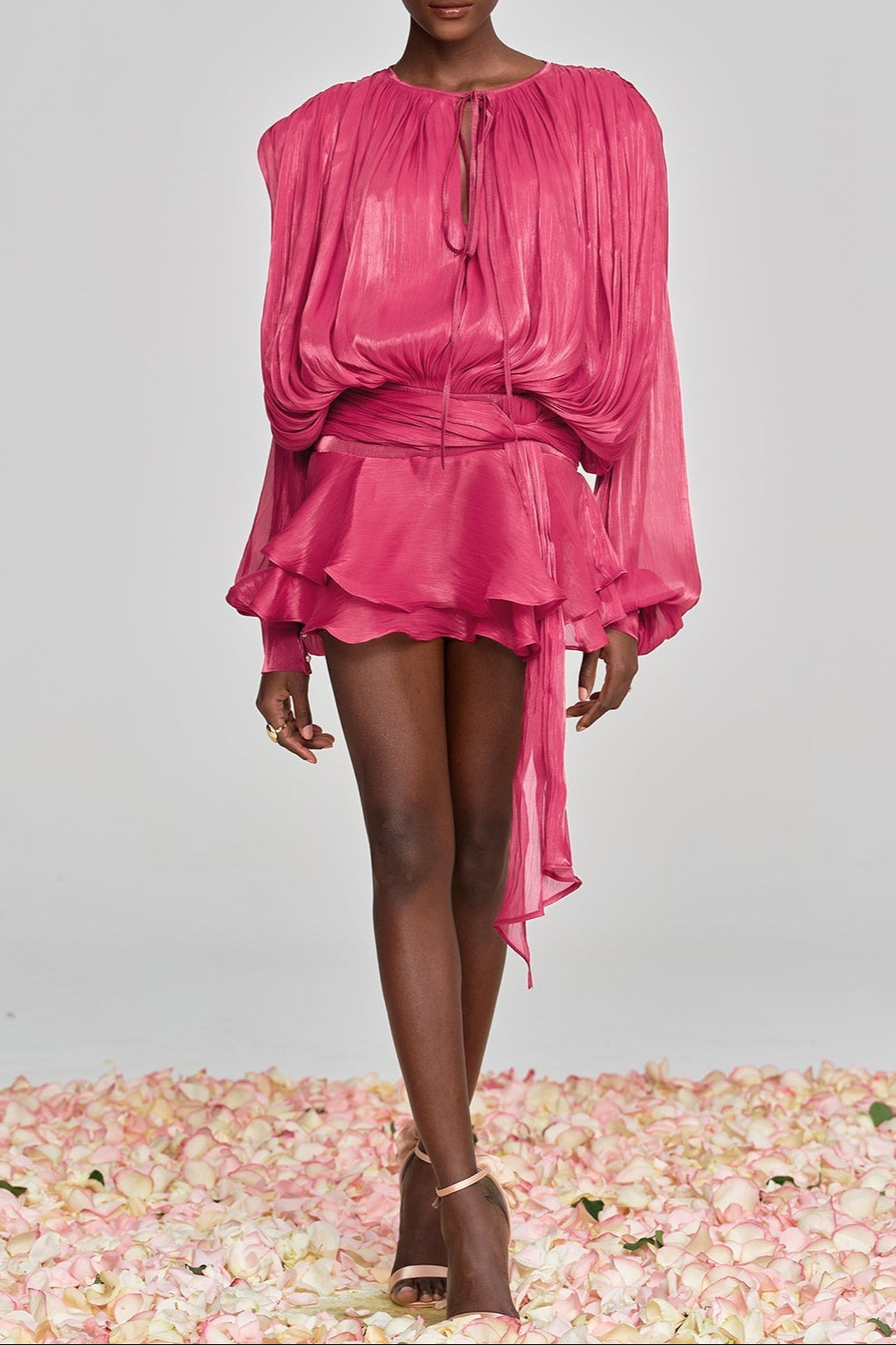 HERMOSA BALLOON SLEEVE RUFFLE MINI DRESS FOR PARTY