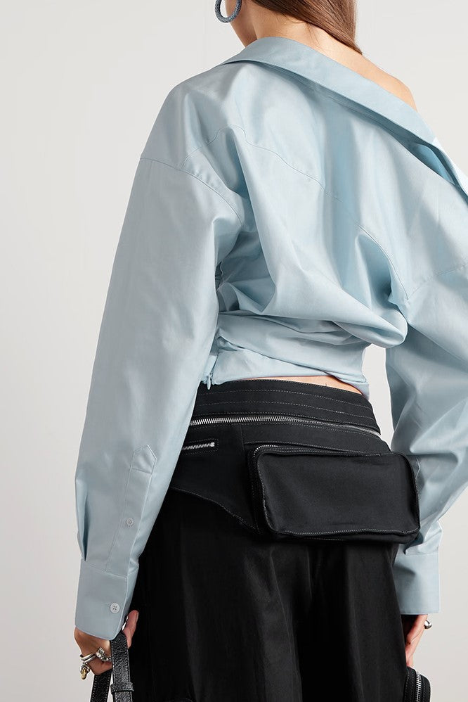 AMIRA ASYMMETRIC TOP, BLUE, OFFICE WEAR, MODERN SILHOUETTE