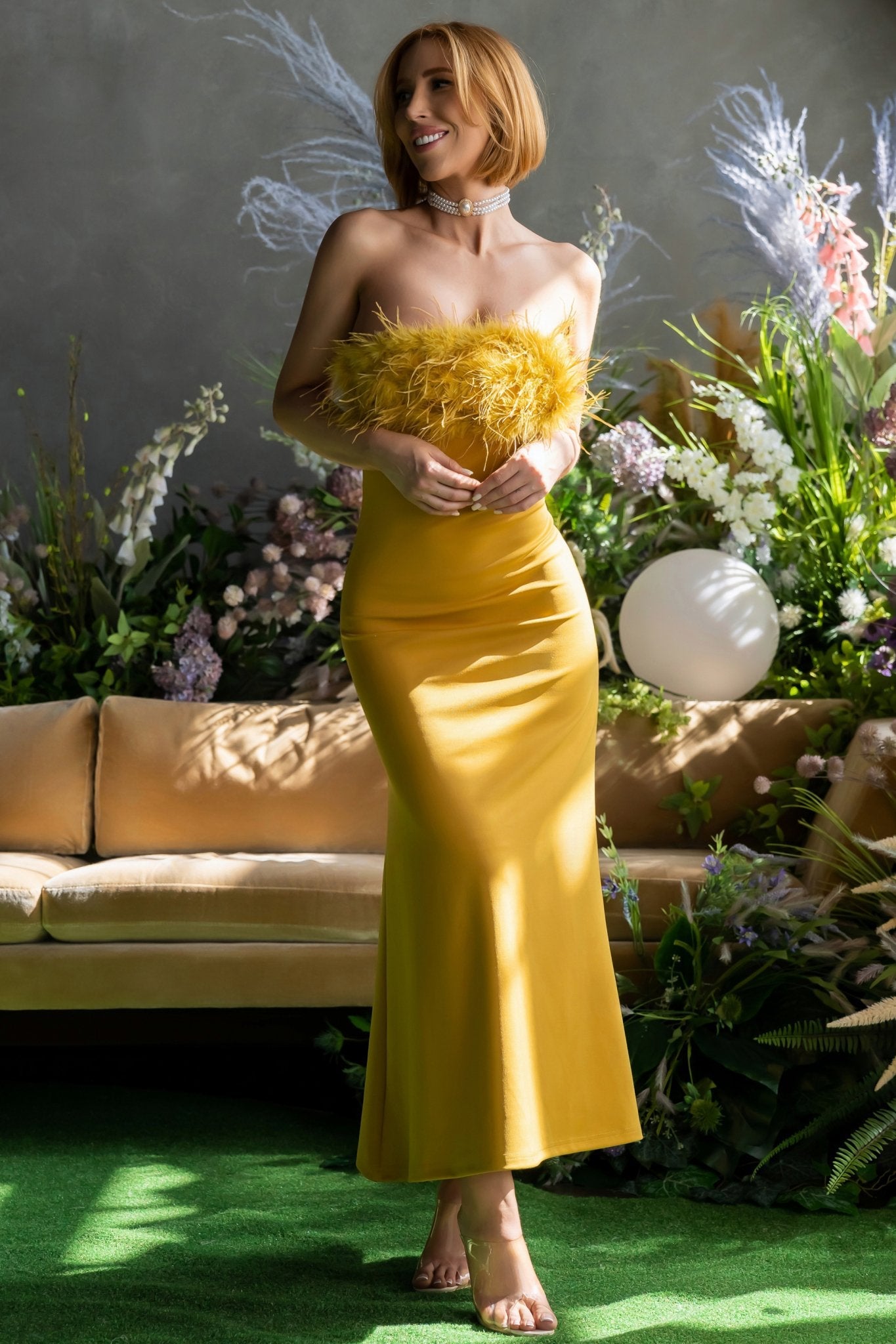 SATIN MIDI DRESS - ELEGANT EVENING SILHOUETTE
