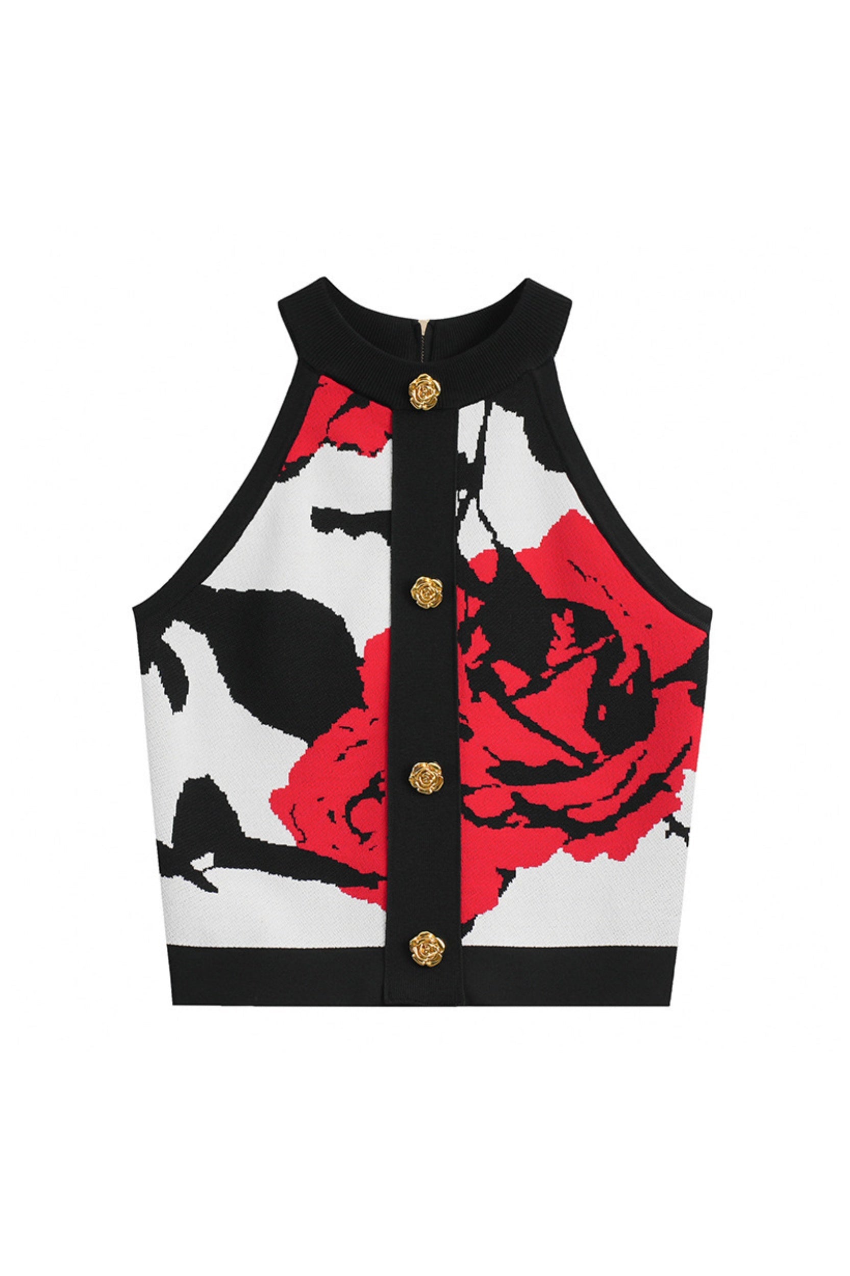 AMIYA ROSE JACQUARD HALTER TOP FOR PARTY