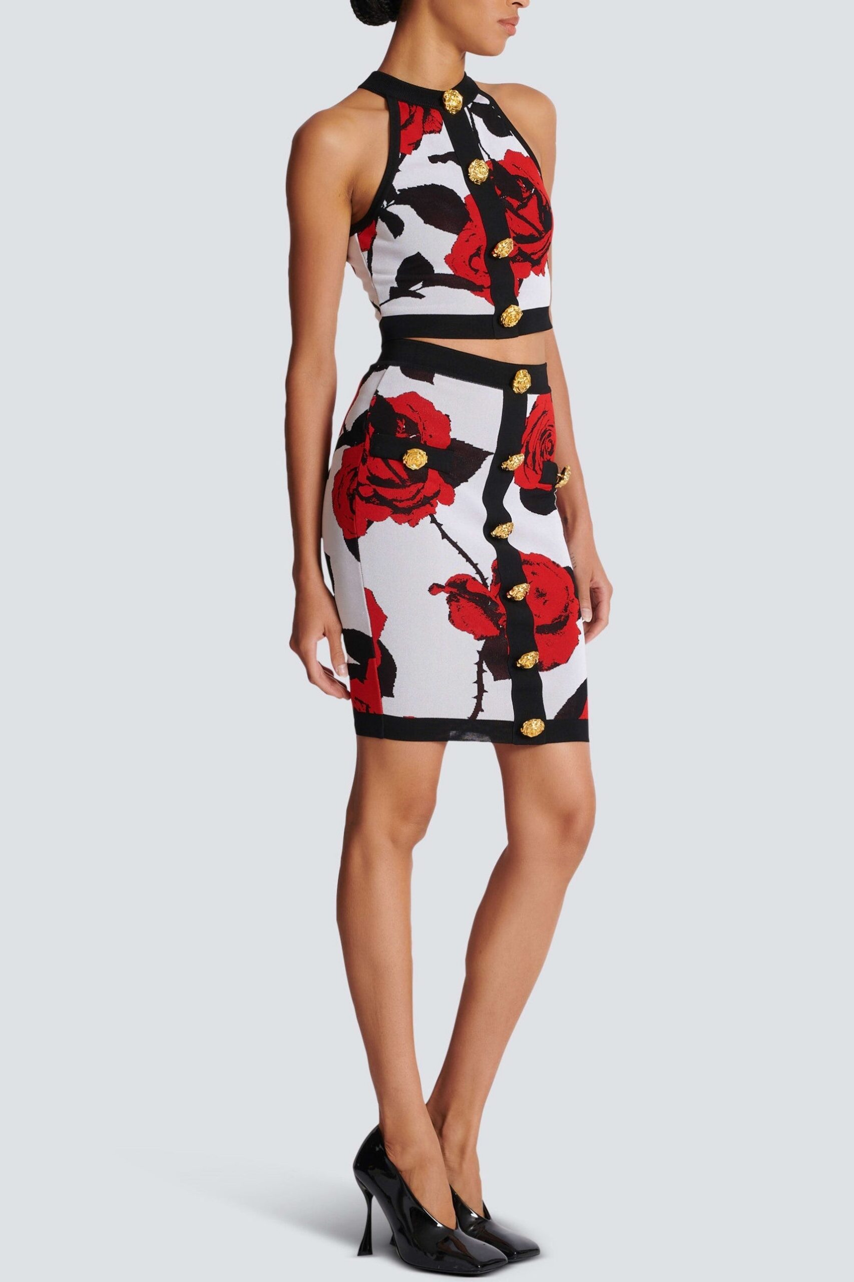 AMIYA ROSE JACQUARD HALTER TOP FOR PARTY