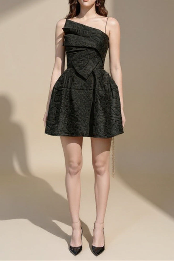 STRAPY HEM BLACK MINI DRESS FOR PARTY