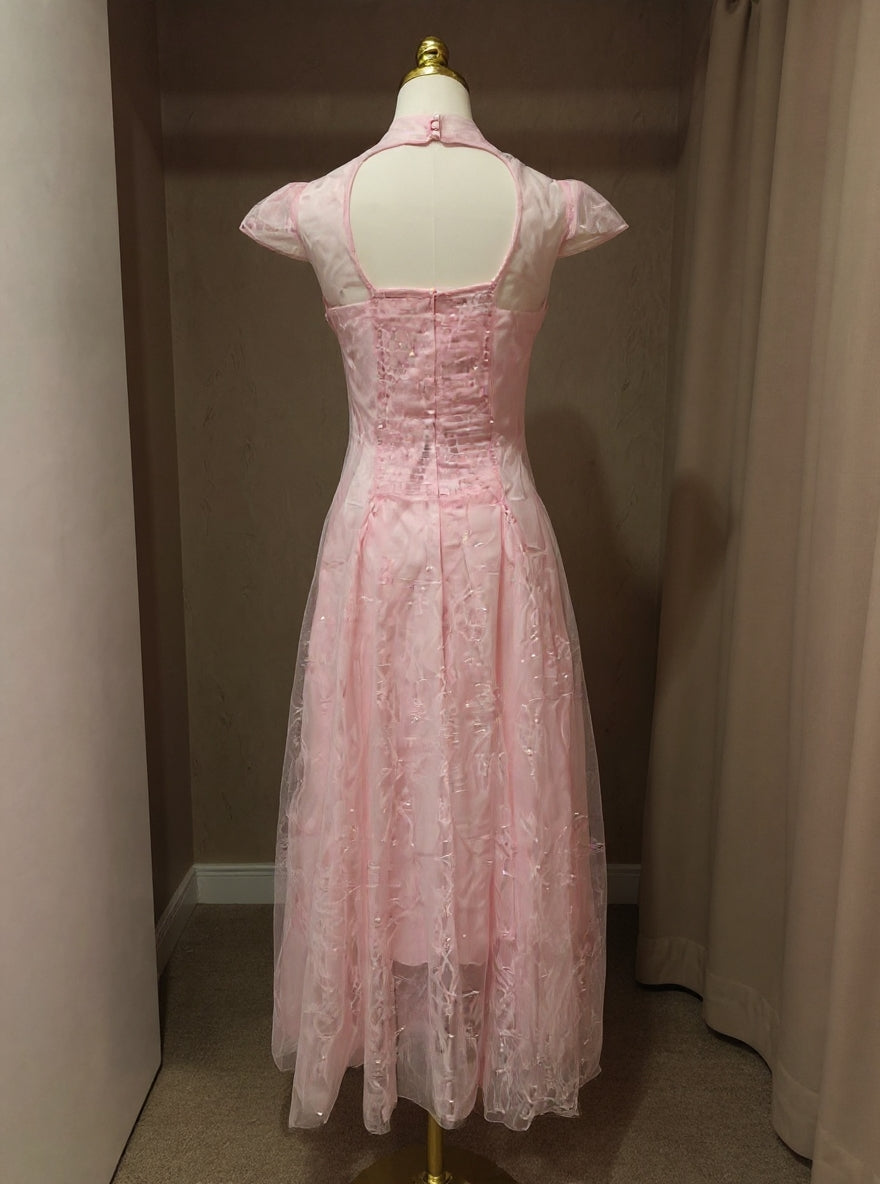 LACE SEQUIN A-LINE MIDI DRESS FOR PARTY
