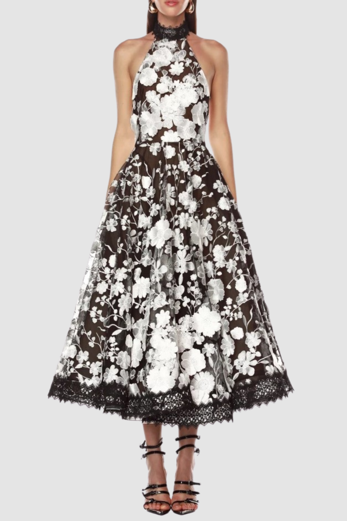 AnettHalterFloralEmbroideredMidiDress_6 ALYSSA BLACK HALTER FLORAL EMBROIDERED MIDI DRESS