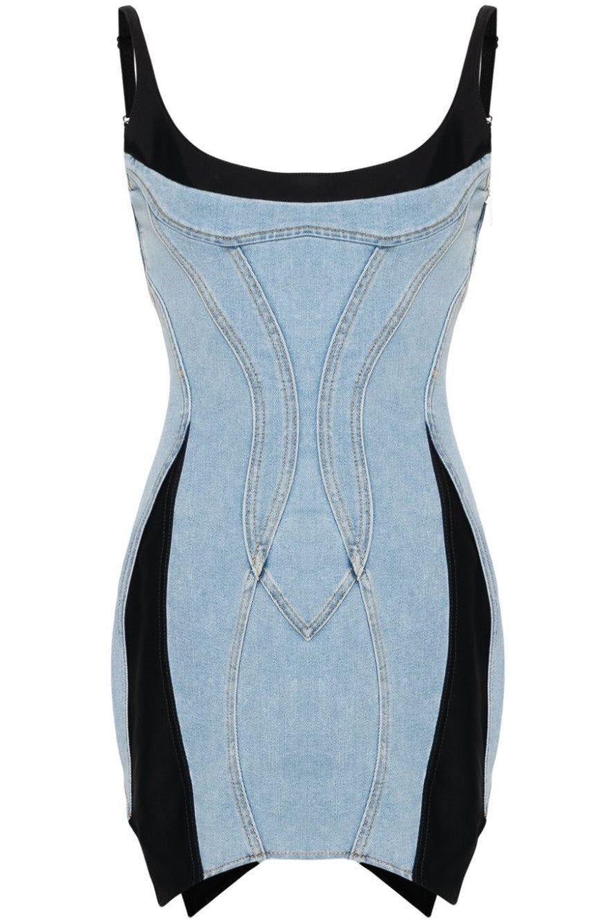 AnnePanelledDenimMiniDress_5 ANNE PANELED DENIM MINI DRESS, PARTY