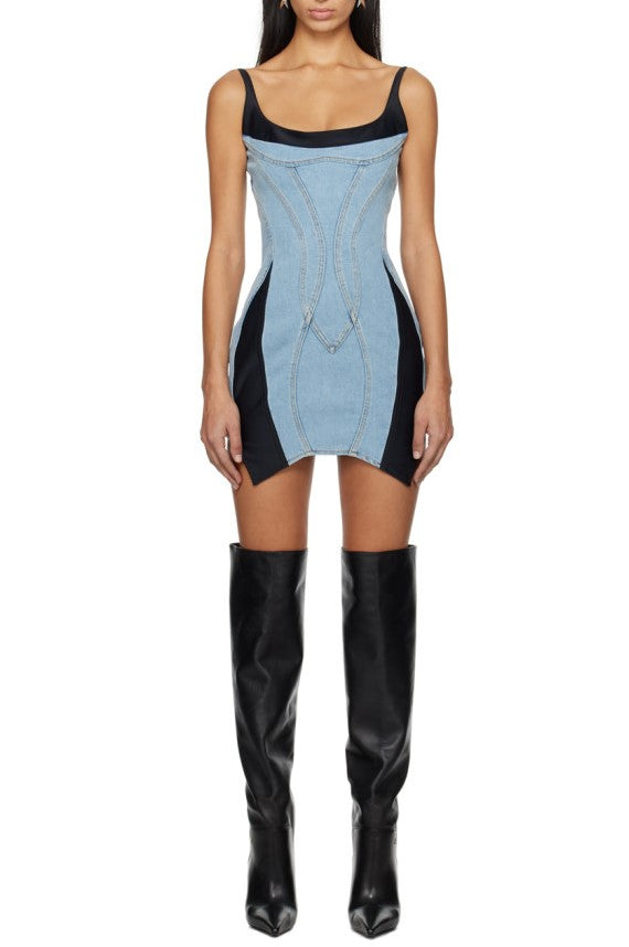 AnnePanelledDenimMiniDress_6 ANNE PANELED DENIM MINI DRESS, PARTY