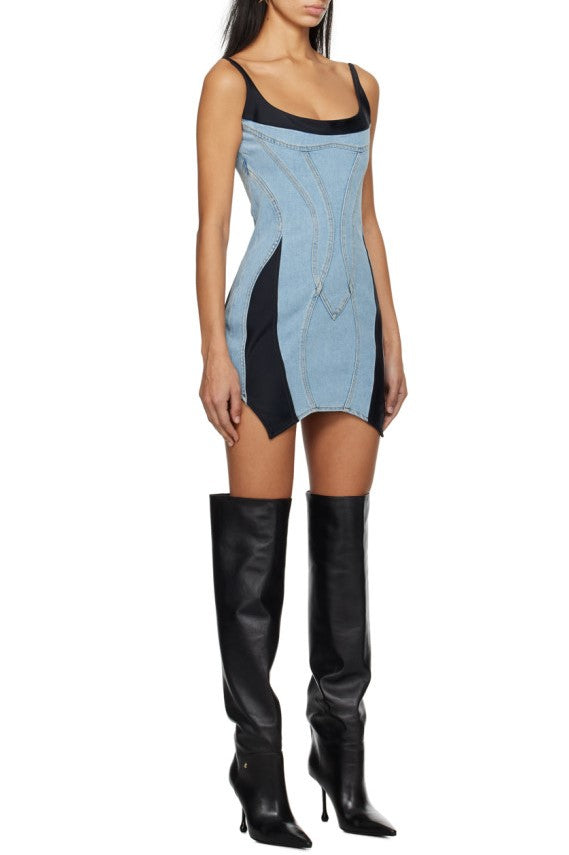AnnePanelledDenimMiniDress_7 ANNE PANELED DENIM MINI DRESS, PARTY