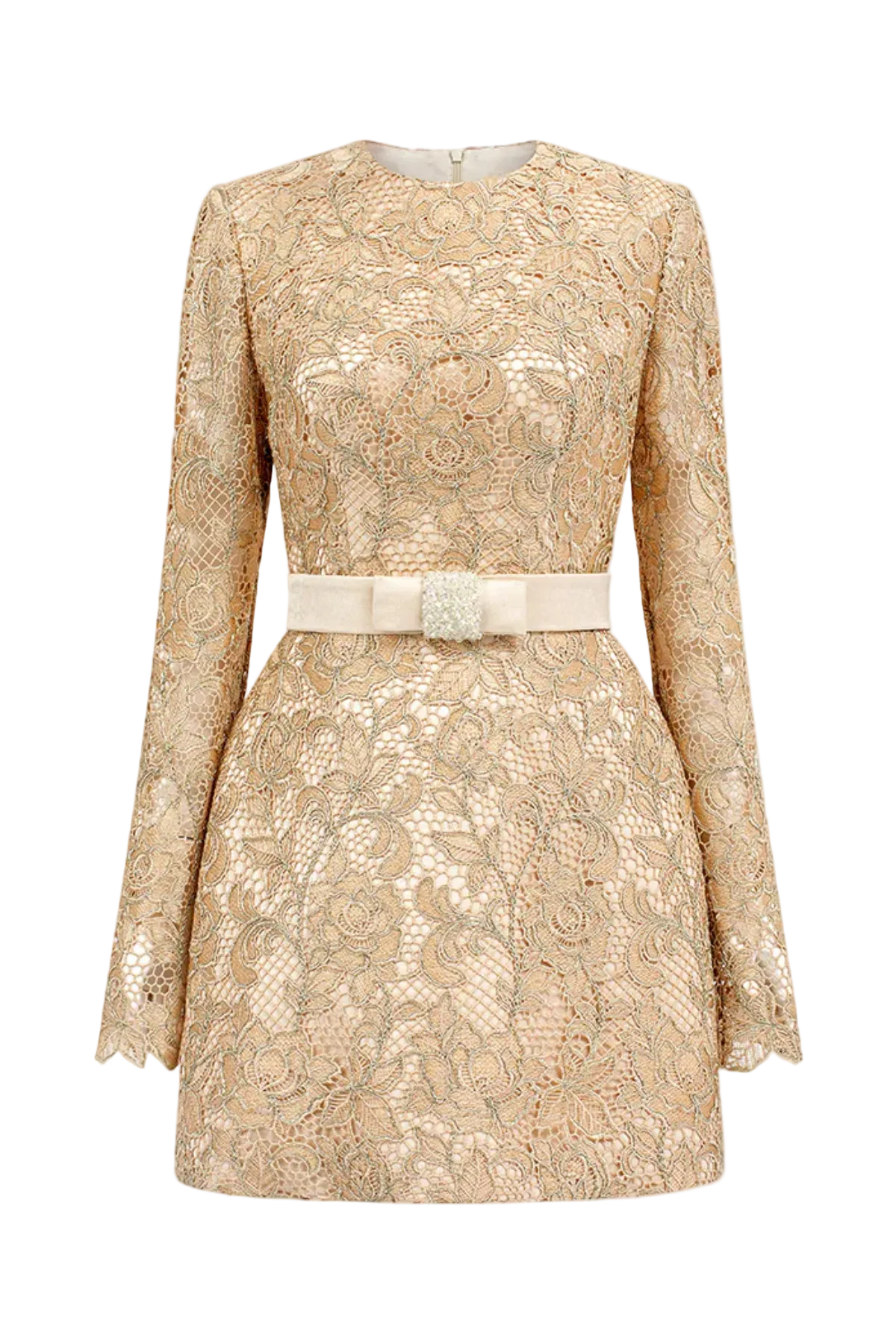 ANSLIE LACE BELTED MINI DRESS FOR WEDDING GUEST