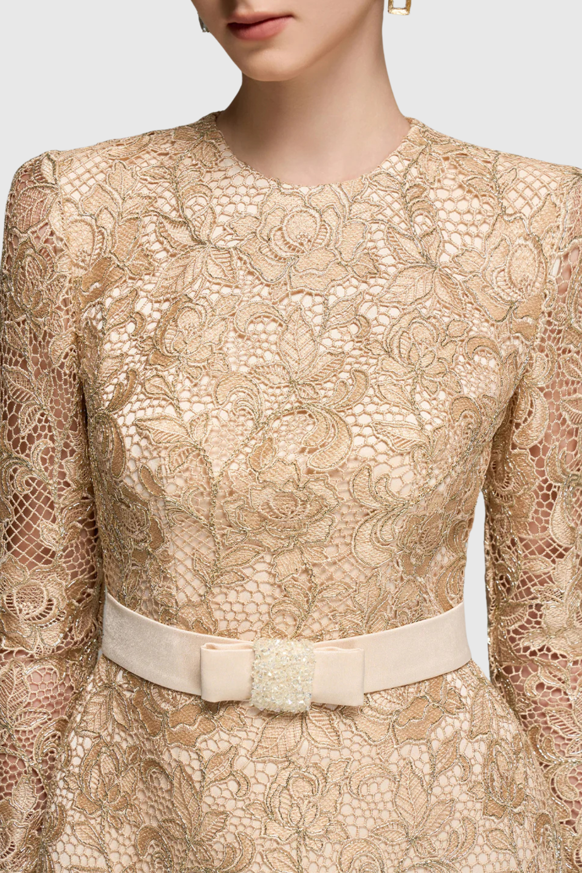 ANSLIE LACE BELTED MINI DRESS FOR WEDDING GUEST