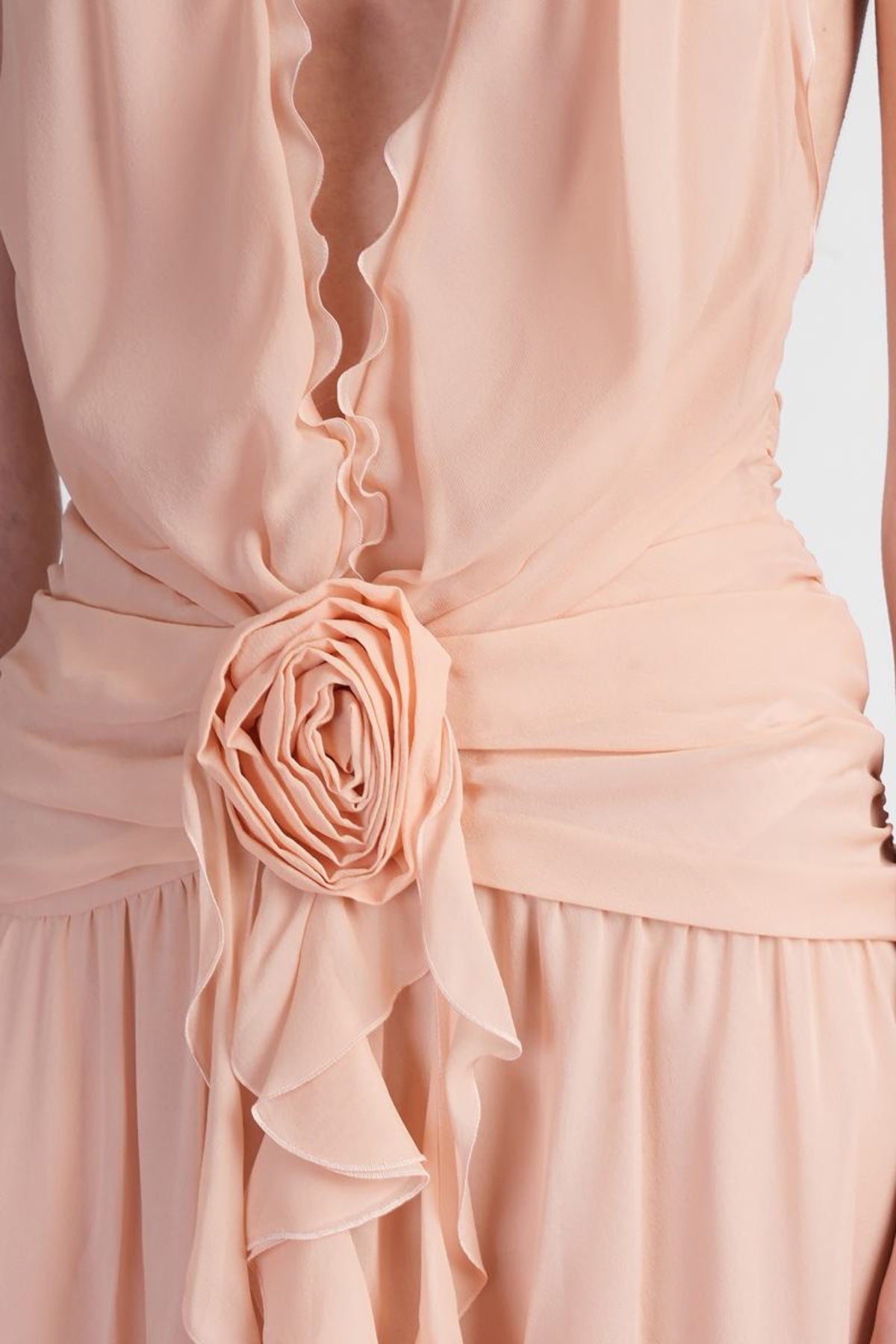 AONAVER PINK FLORAL RUFFLE HALTER MAXI DRESS