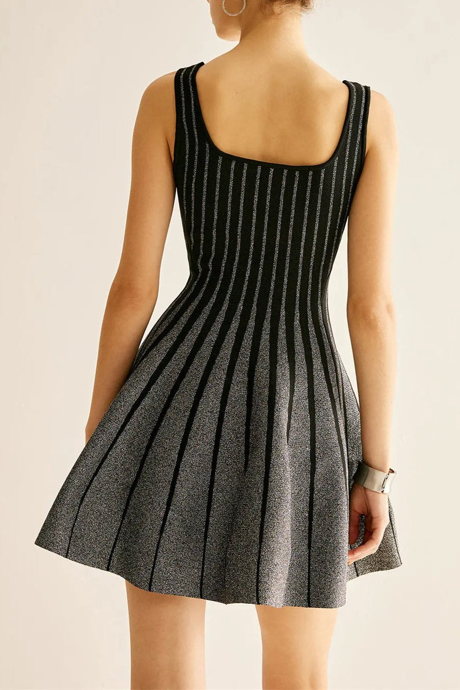 ARLENE SQUARE NECK STRIPED MINI DRESS