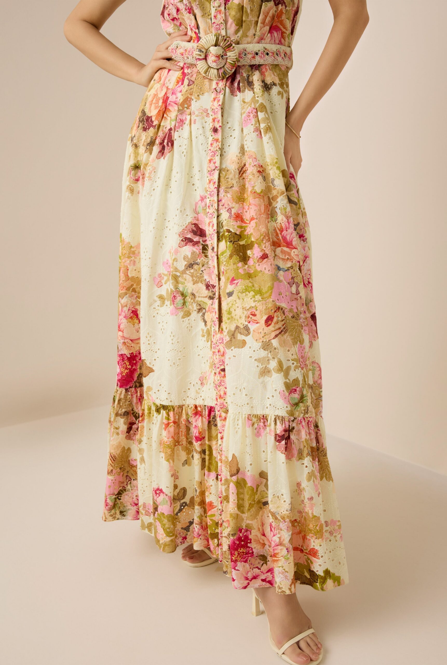 MULTI EMBROIDERED MAXI SHIRT DRESS FOR PARTY