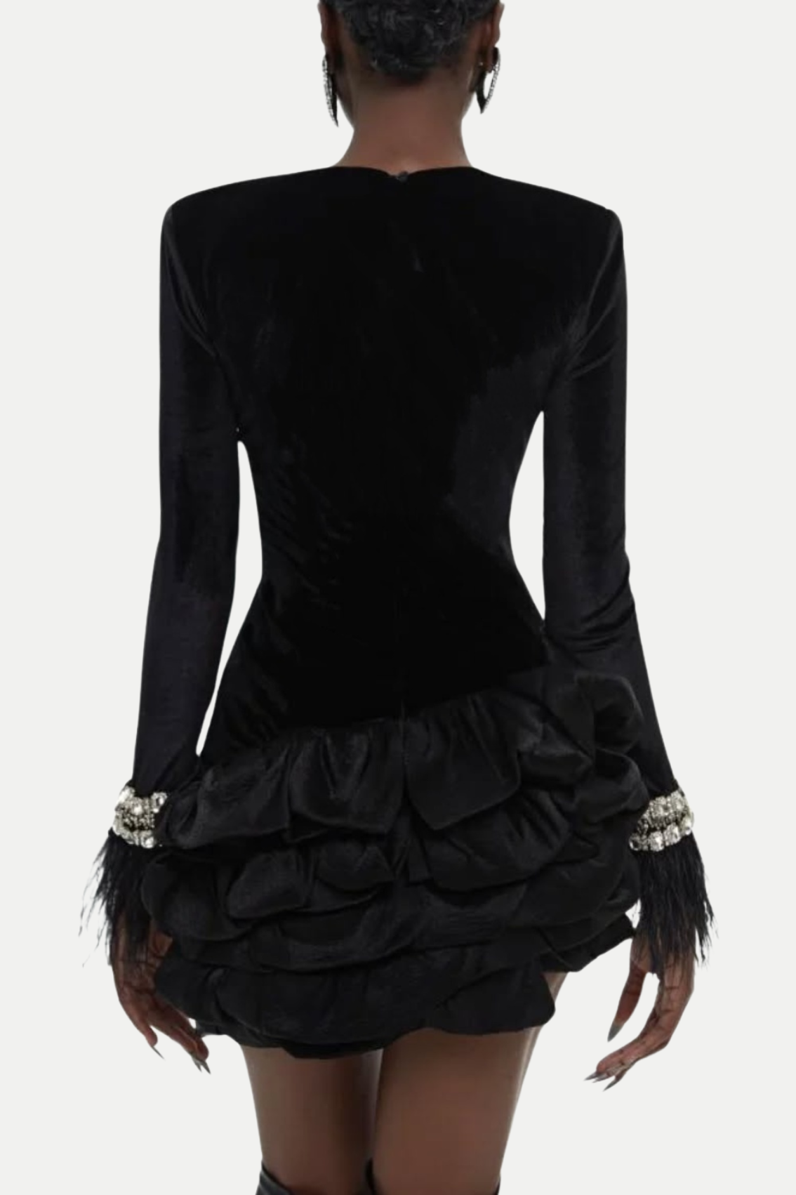 ARUBA RHINESTONE FEATHER MINI PARTY DRESS