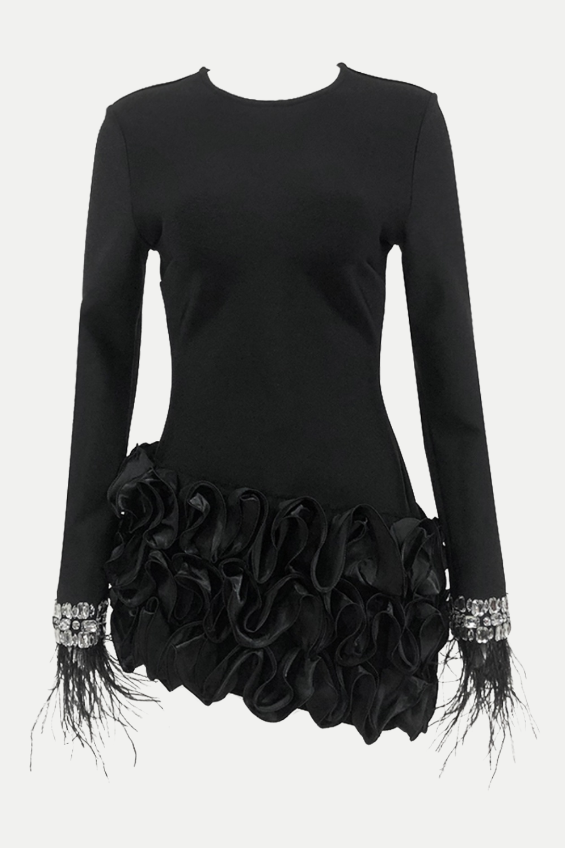 ARUBA RHINESTONE FEATHER MINI PARTY DRESS