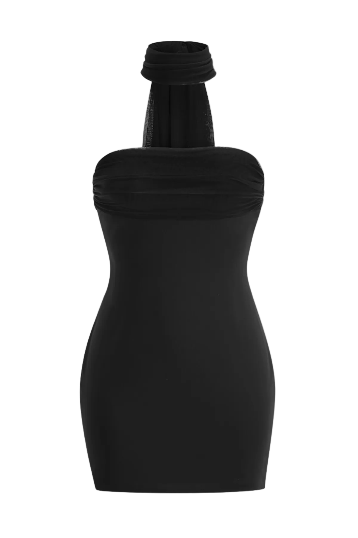 ASAT STRAPLESS WRAP MINI DRESS BLACK