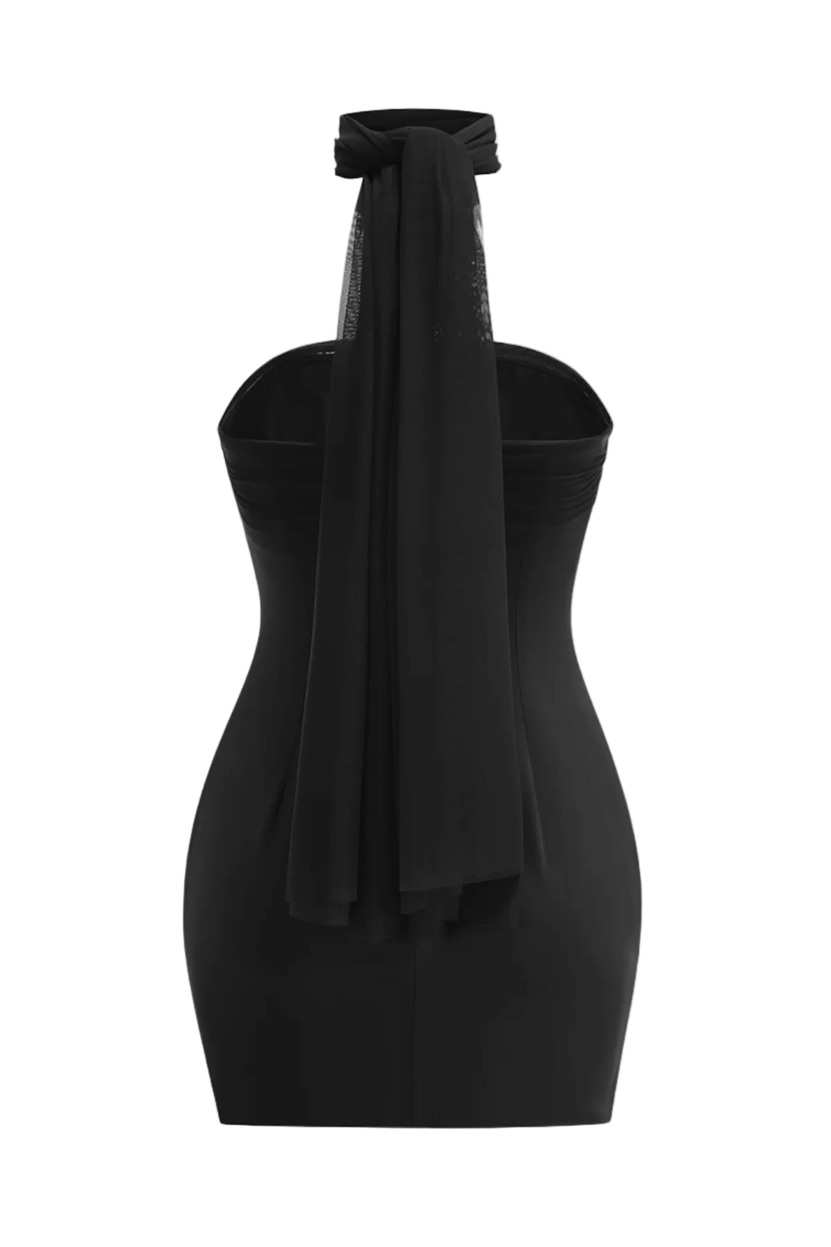 ASAT STRAPLESS WRAP MINI DRESS BLACK