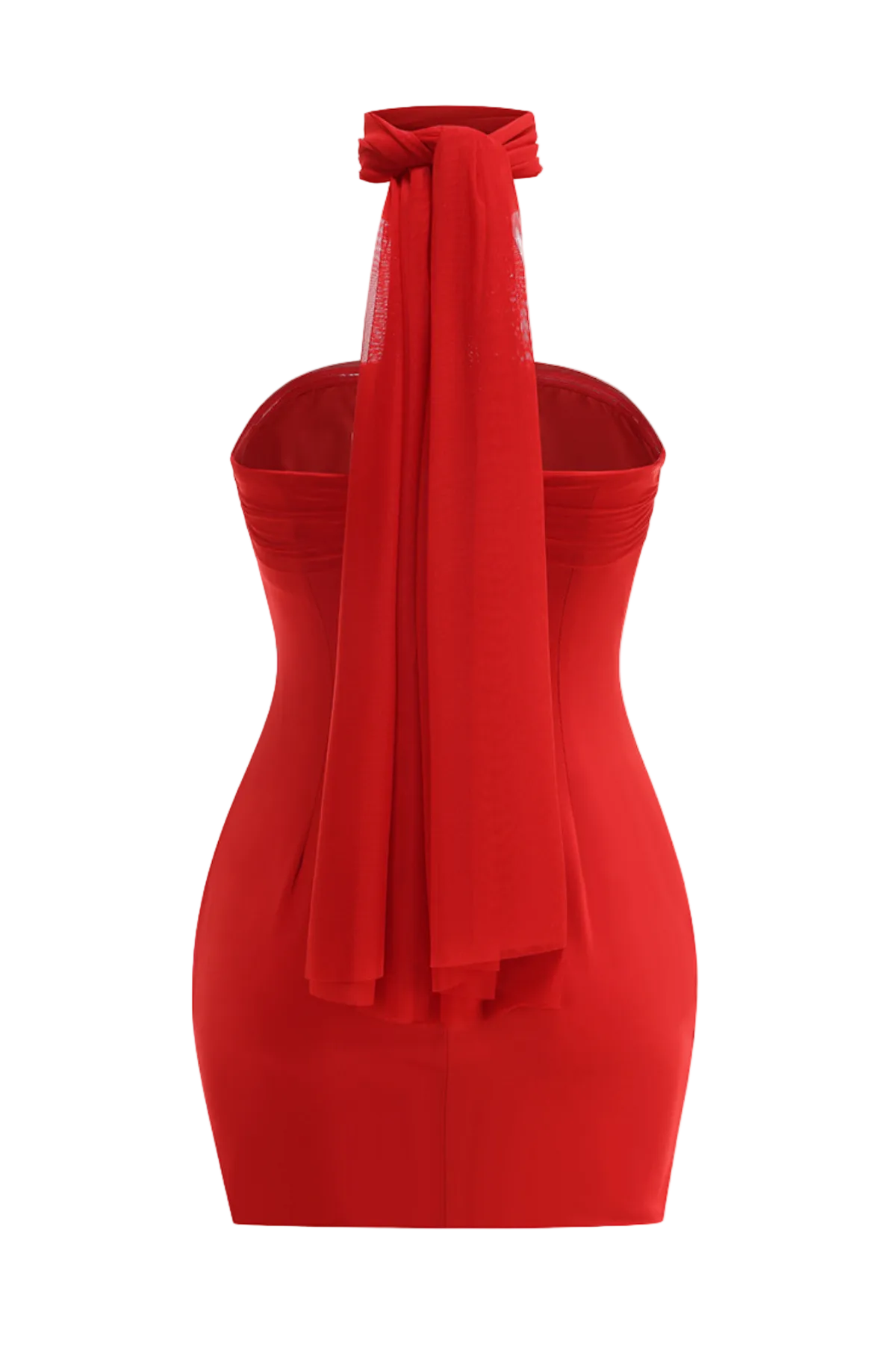 ASAT STRAPLESS WRAP MINI DRESS - RED, PARTY