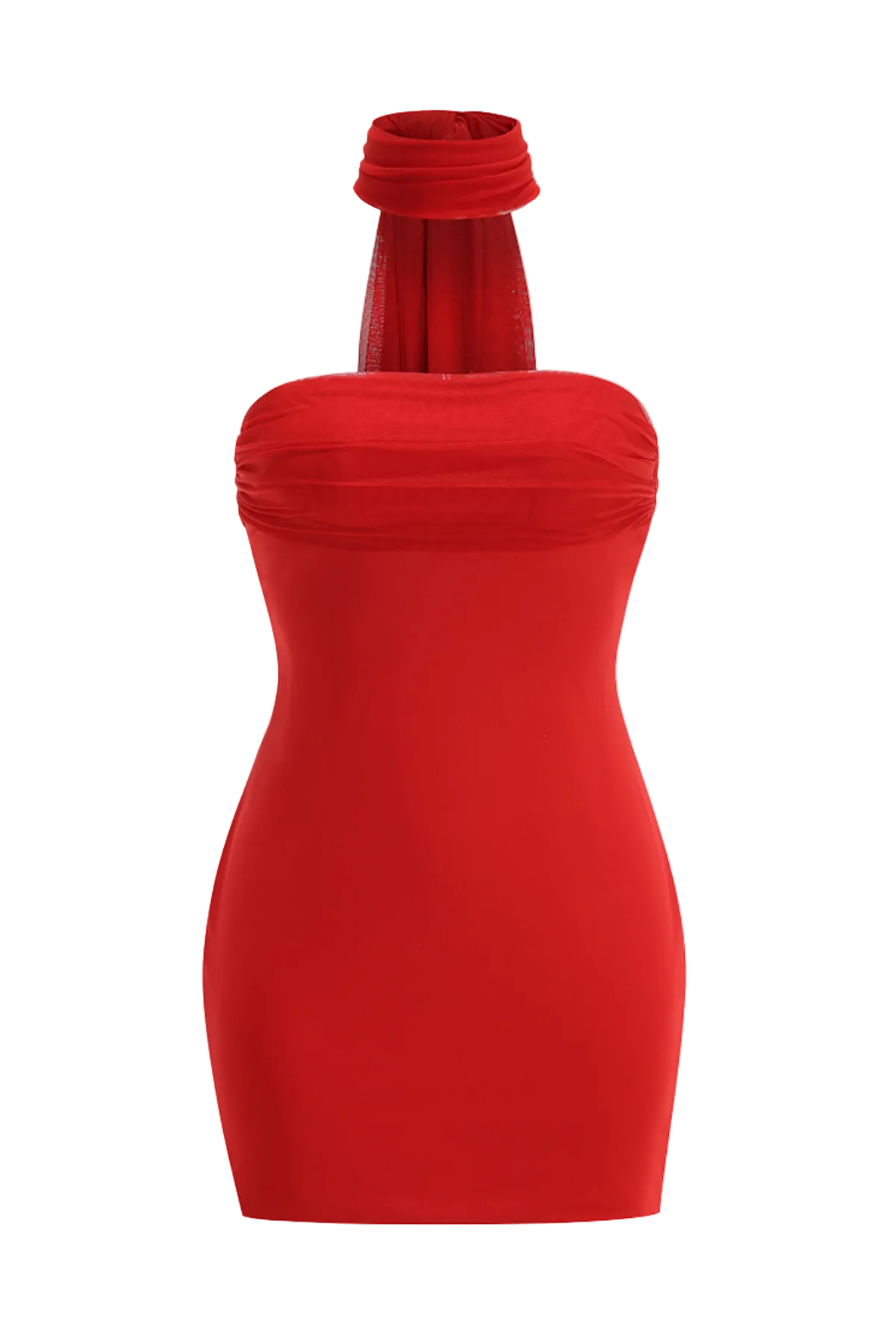 ASAT STRAPLESS WRAP MINI DRESS - RED, PARTY