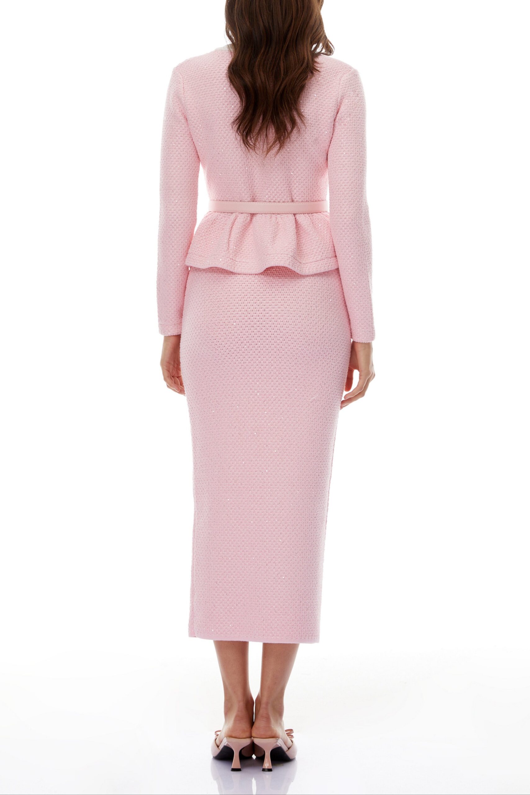 SHIRLEY SEQUINED KNIT SET, PINK COCKTAIL PARTY