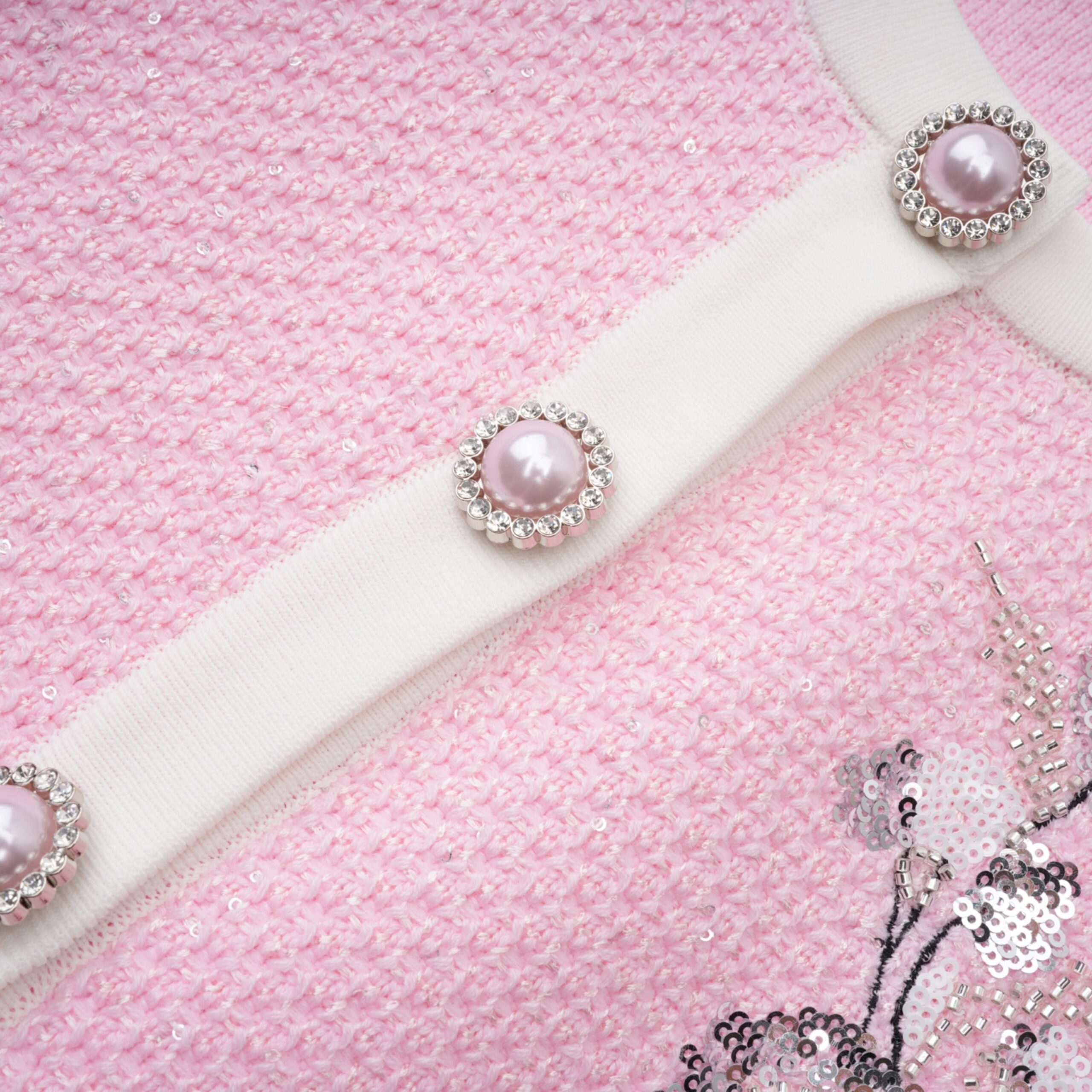SHIRLEY SEQUINED KNIT SET, PINK COCKTAIL PARTY