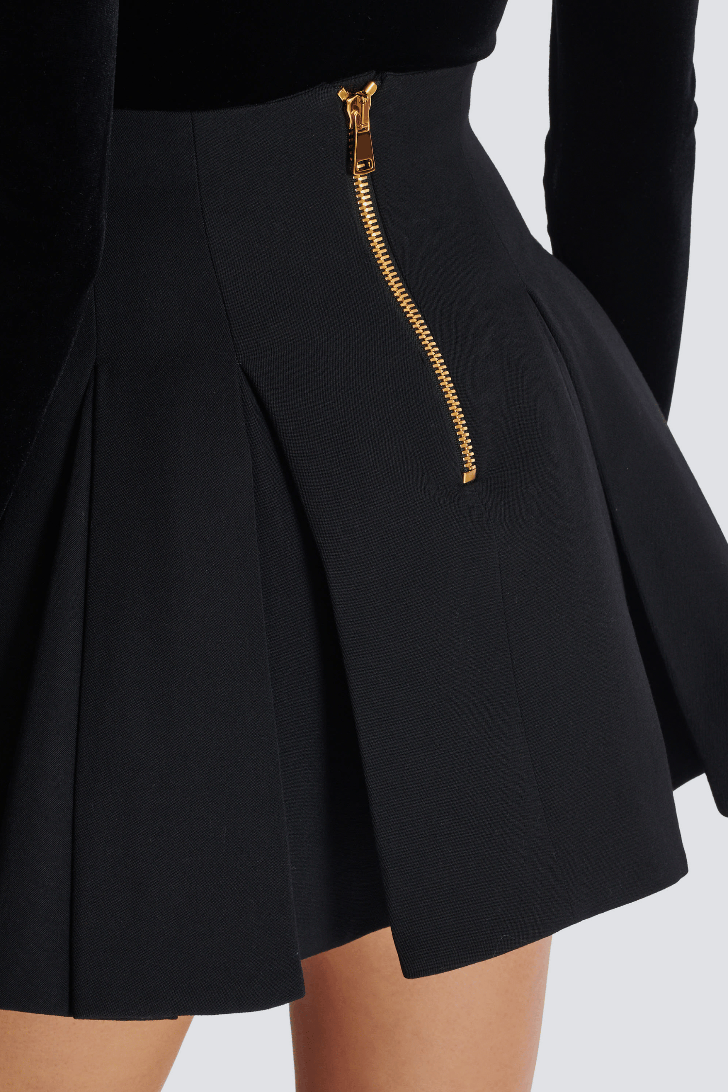 ASINA GOLD BUTTON MINI SKIRT - BLACK PARTY WEAR