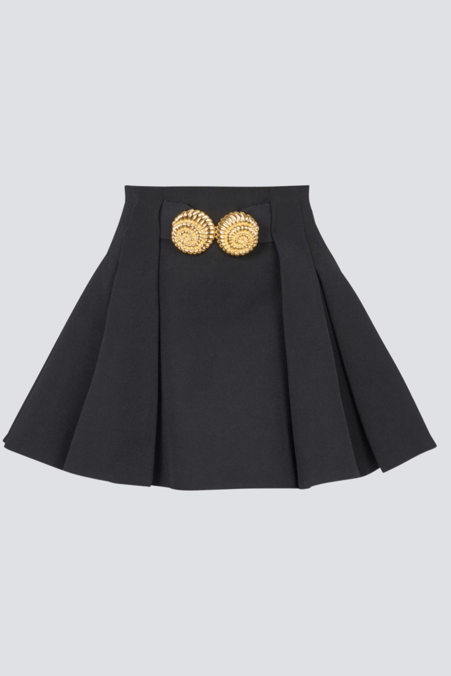 ASINA GOLD BUTTON MINI SKIRT - BLACK PARTY WEAR