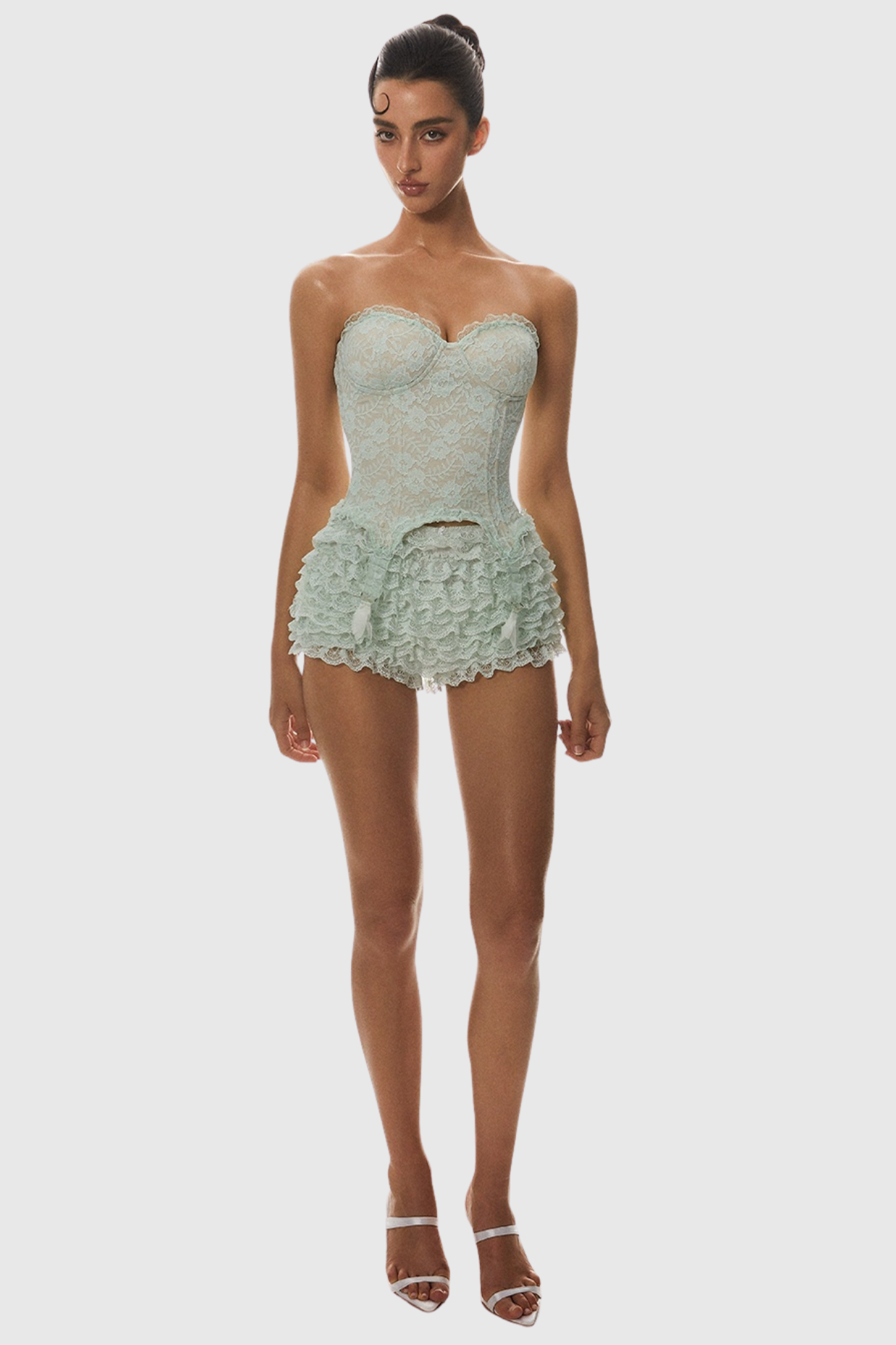 ATICI GREEN LACE STRAPLESS CORSET BODYCON
