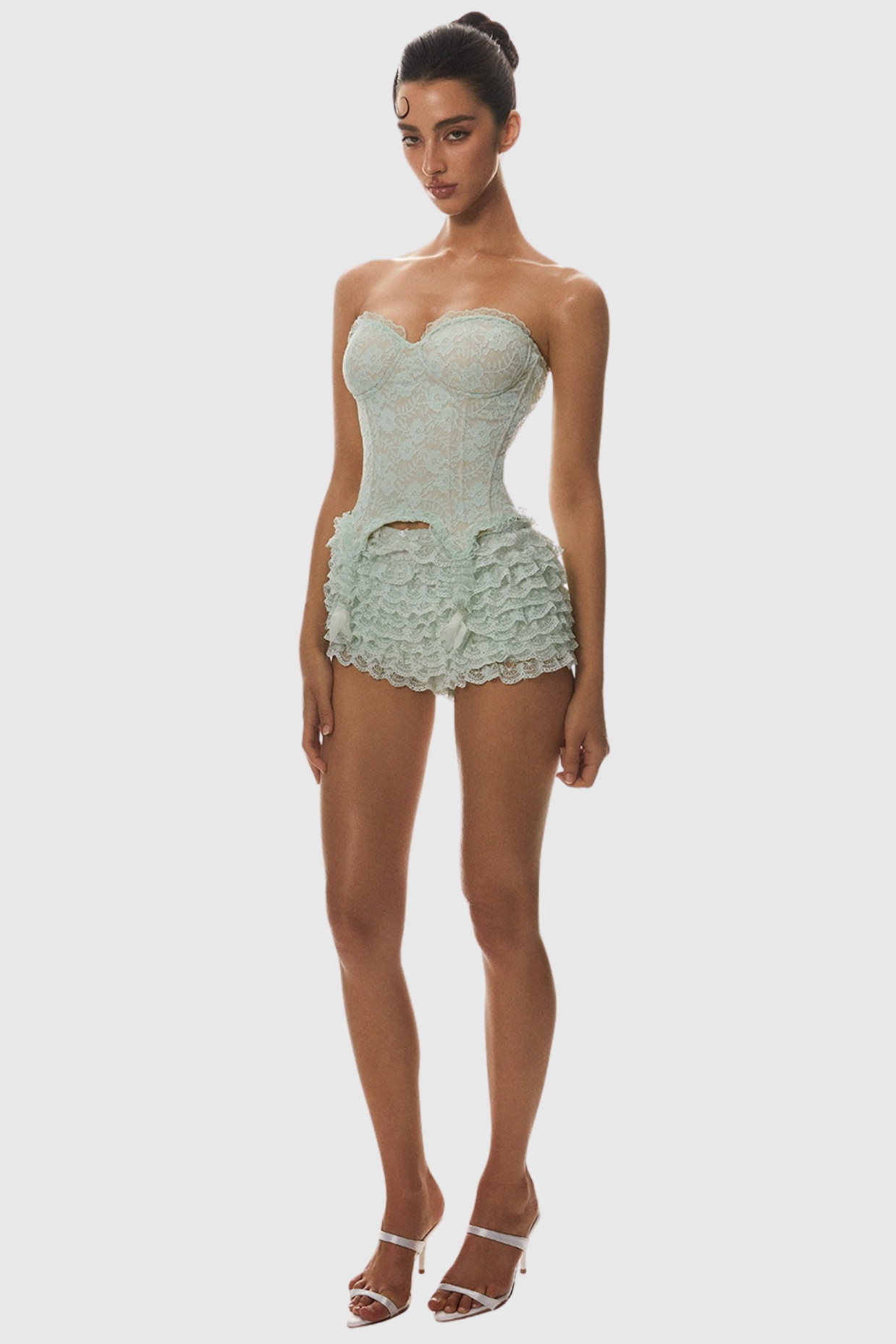 ATICI GREEN LACE STRAPLESS CORSET BODYCON