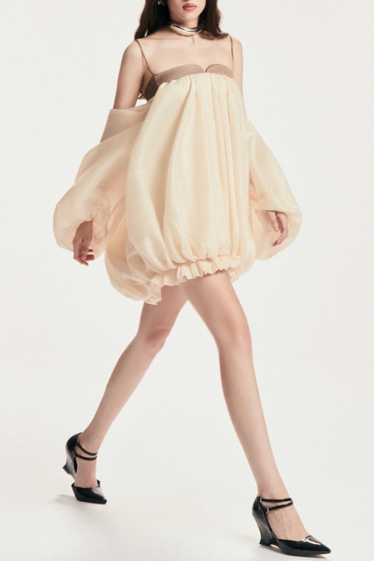 ATTICA OFF-SHOULDER RUCHED PUFF MINI DRESS