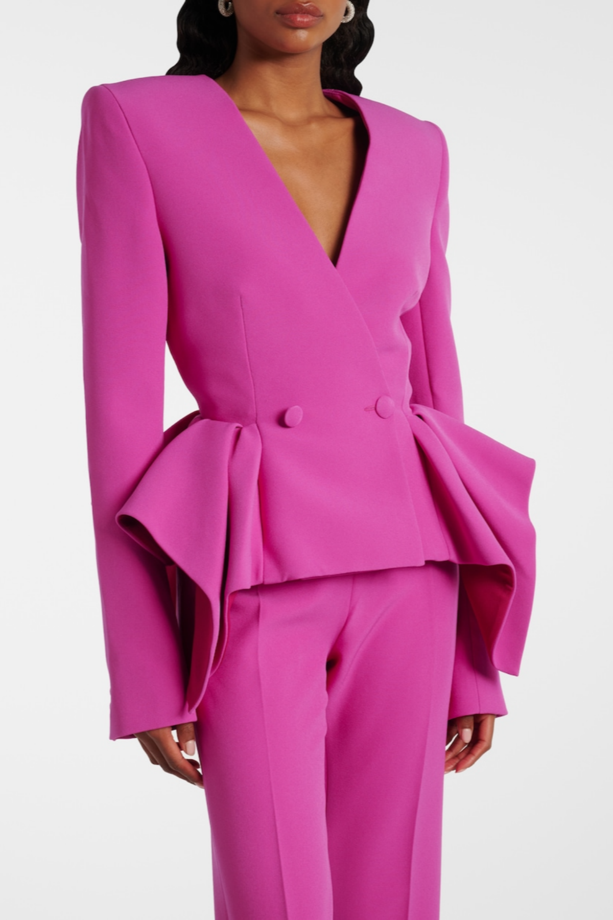 AUDITH RUFFLED BLAZER SET - PINK PARTY SUIT