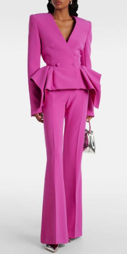 Audith Ruffled Blazer Two Piece Set - Pink