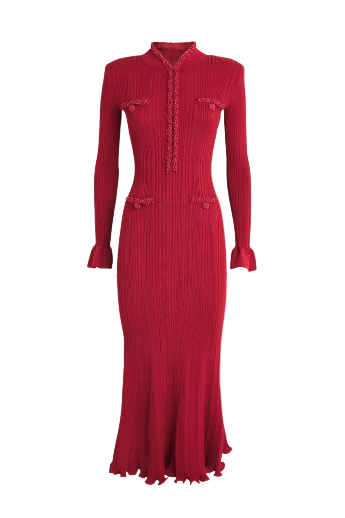 AUSTIO PEARL TRIM KNIT MIDI DRESS FOR EVENTS