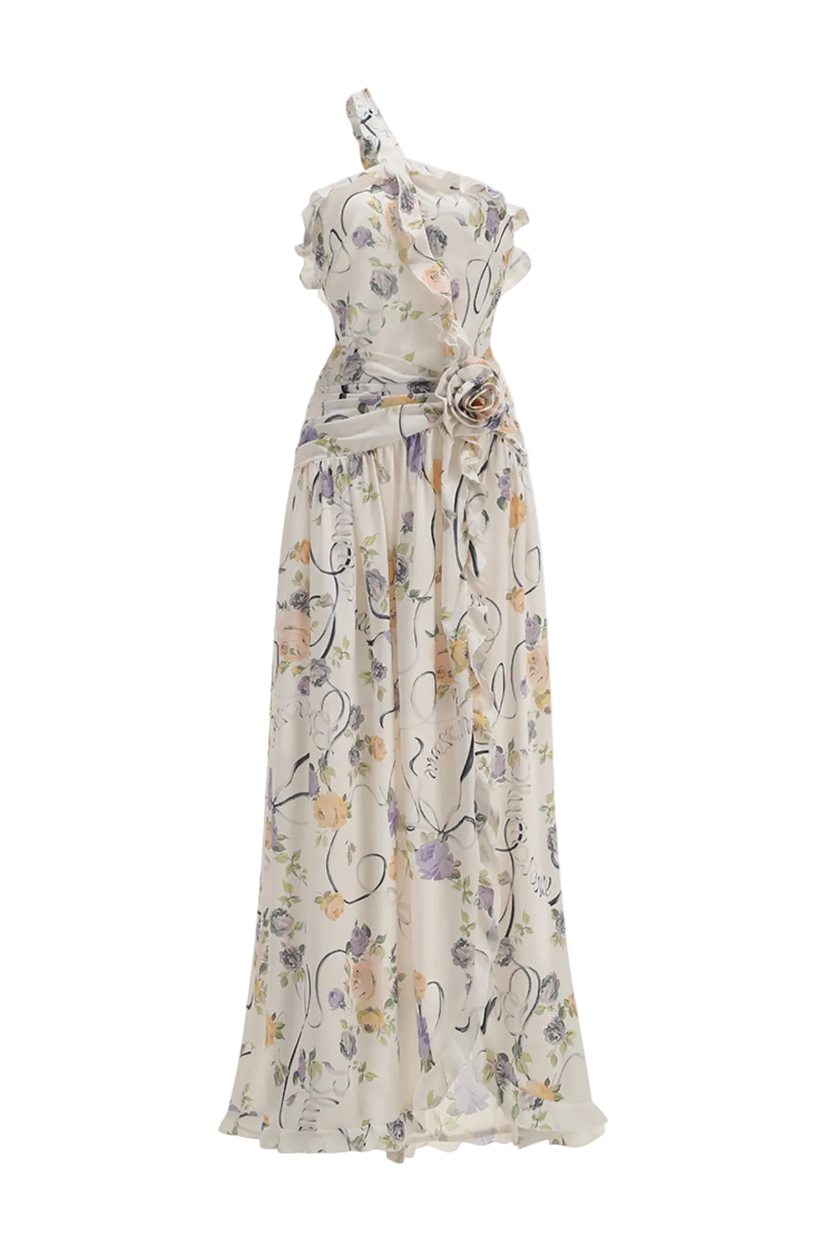 AZRIEL FLORAL ONE SHOULDER MAXI DRESS