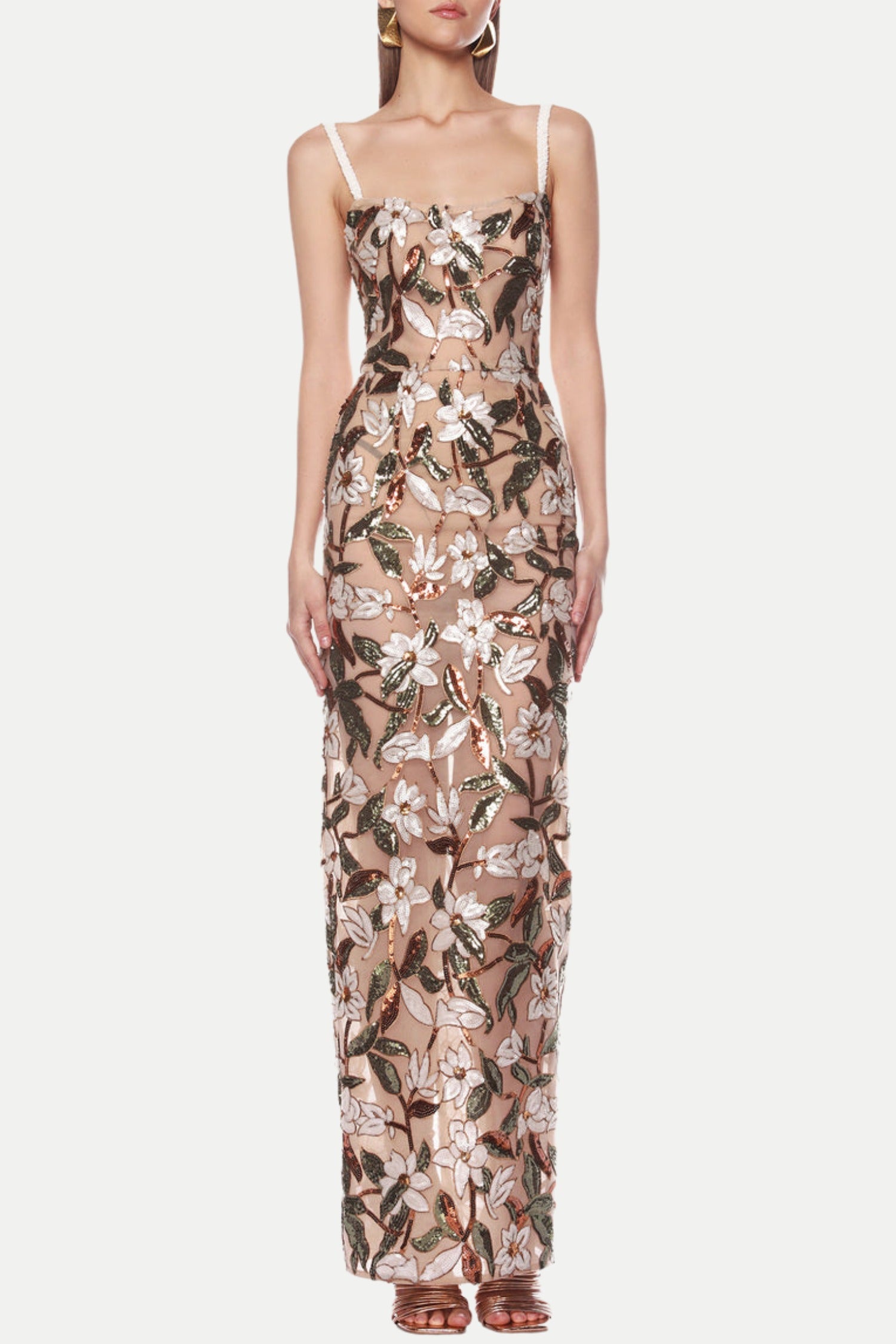AzulFloralSequinEmbroideredMaxiD CARSEN EMBROIDERED STRAPPY MAXI DRESS FOR SUMMER