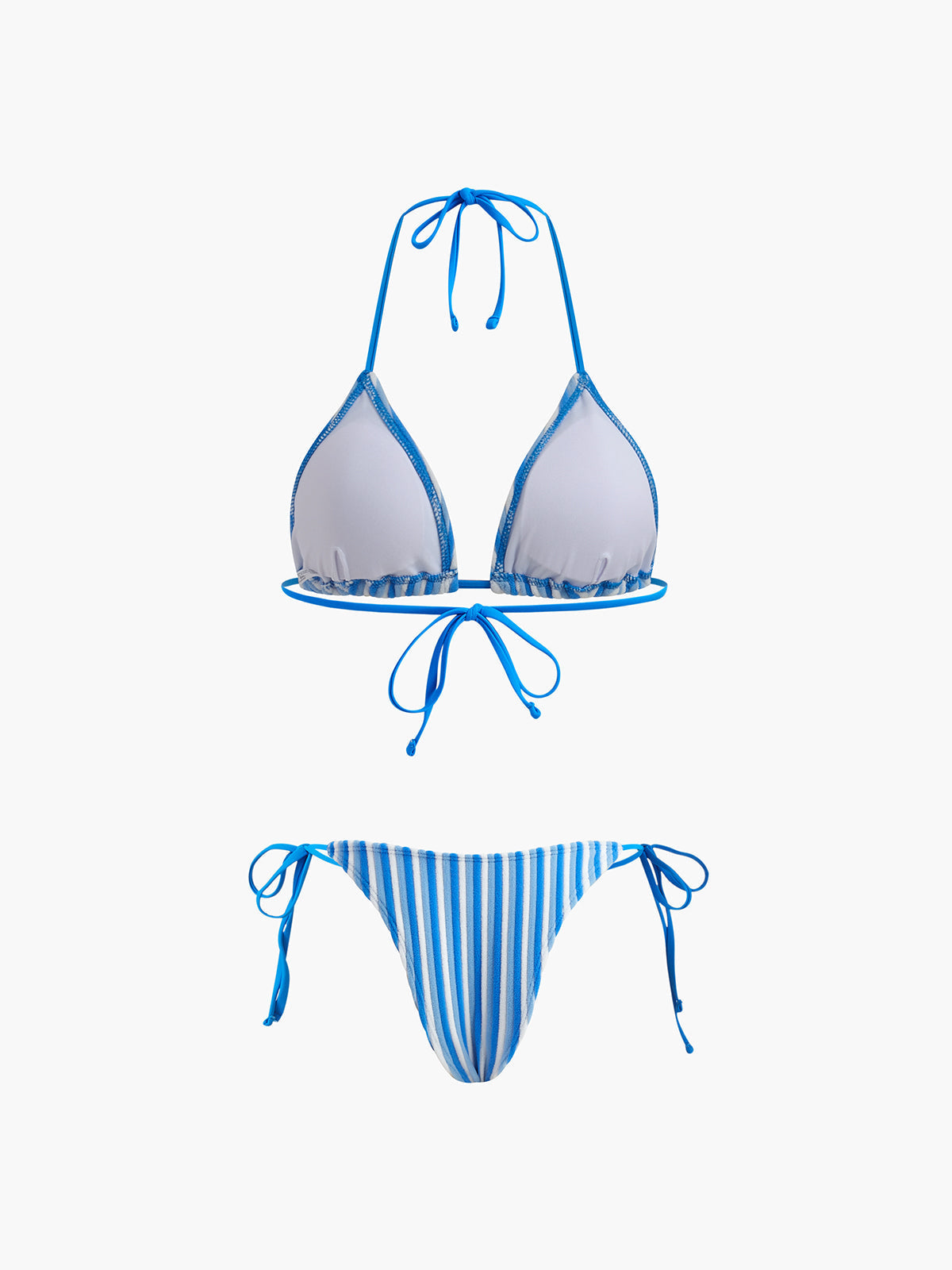 STRIPED HALTER TRIANGLE BIKINI SET BEACH VACATION